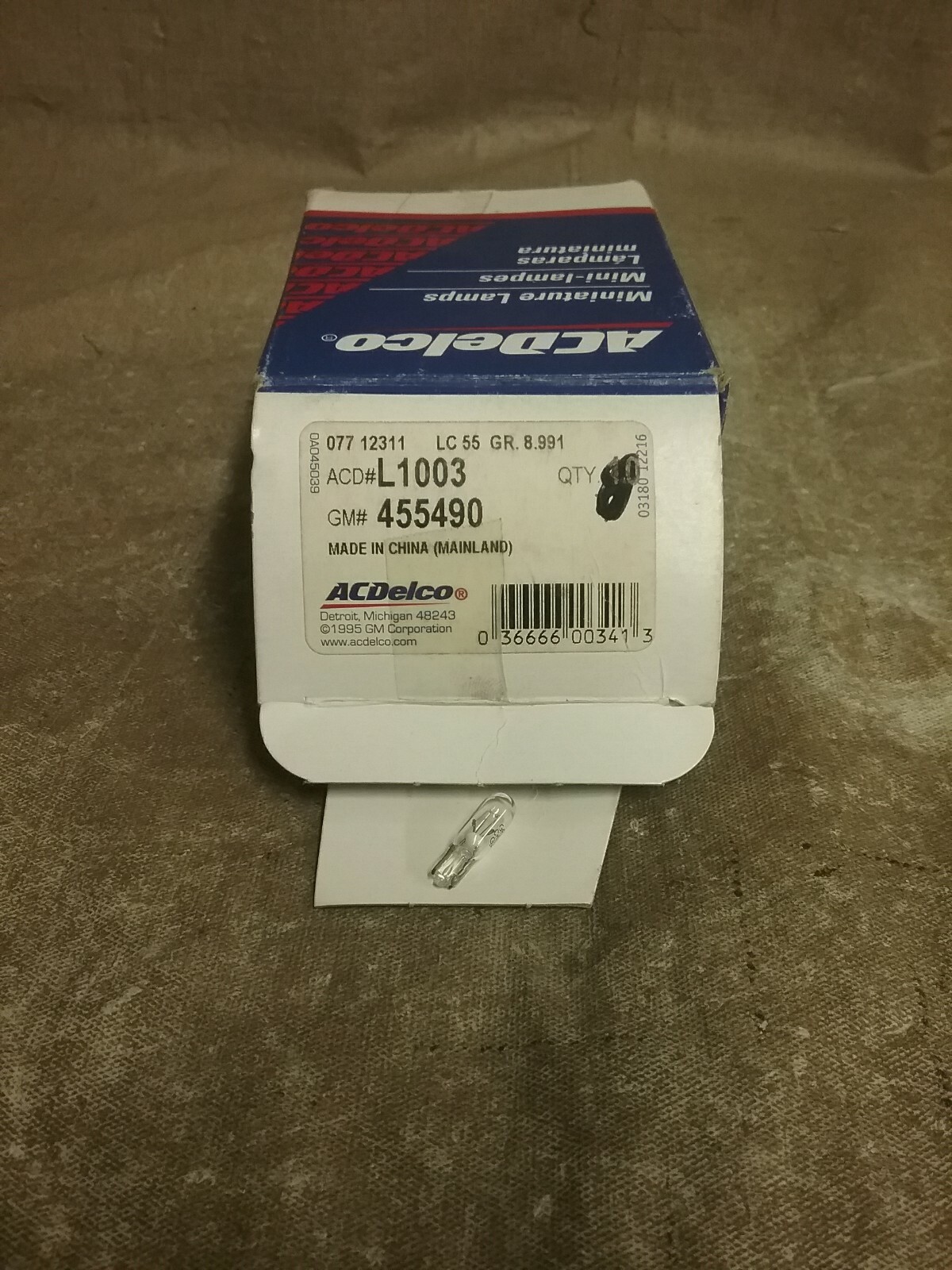 L1003 ACDelco Miniature Light Lamp Bulb - GM Part No. 455490