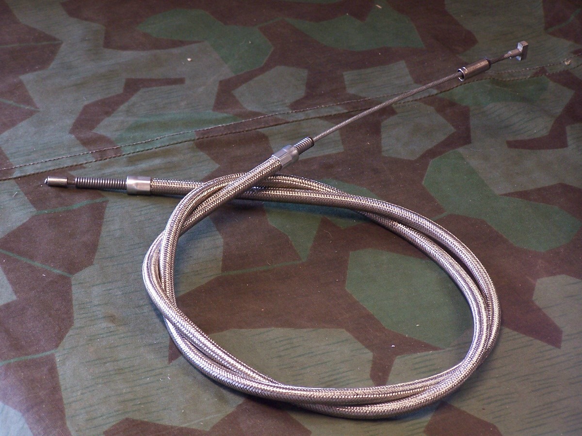  K-Model, Sportster Stock Length Stainless Steel Clutch Cable Assembly . 52-70 