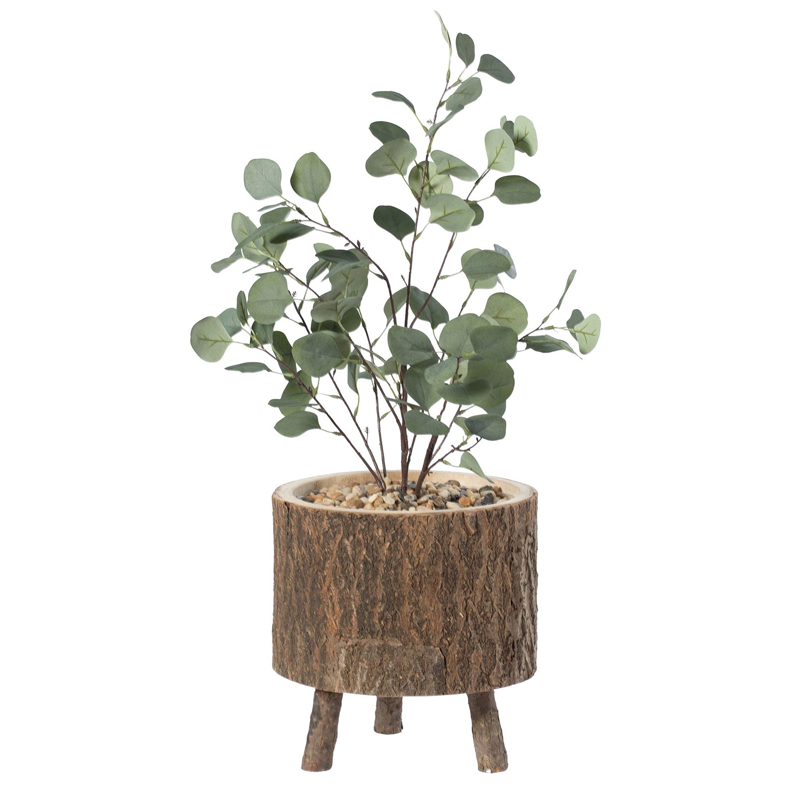 Vintiquewise Wooden Stump Tree Log Bark Planter Pot Small Tree Branch Legs