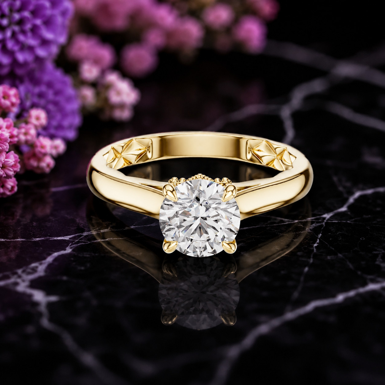 IGI 1.02Ct Round Cut F/VS1 Lab Grown Diamond Wedding Ring 14k Yellow Gold