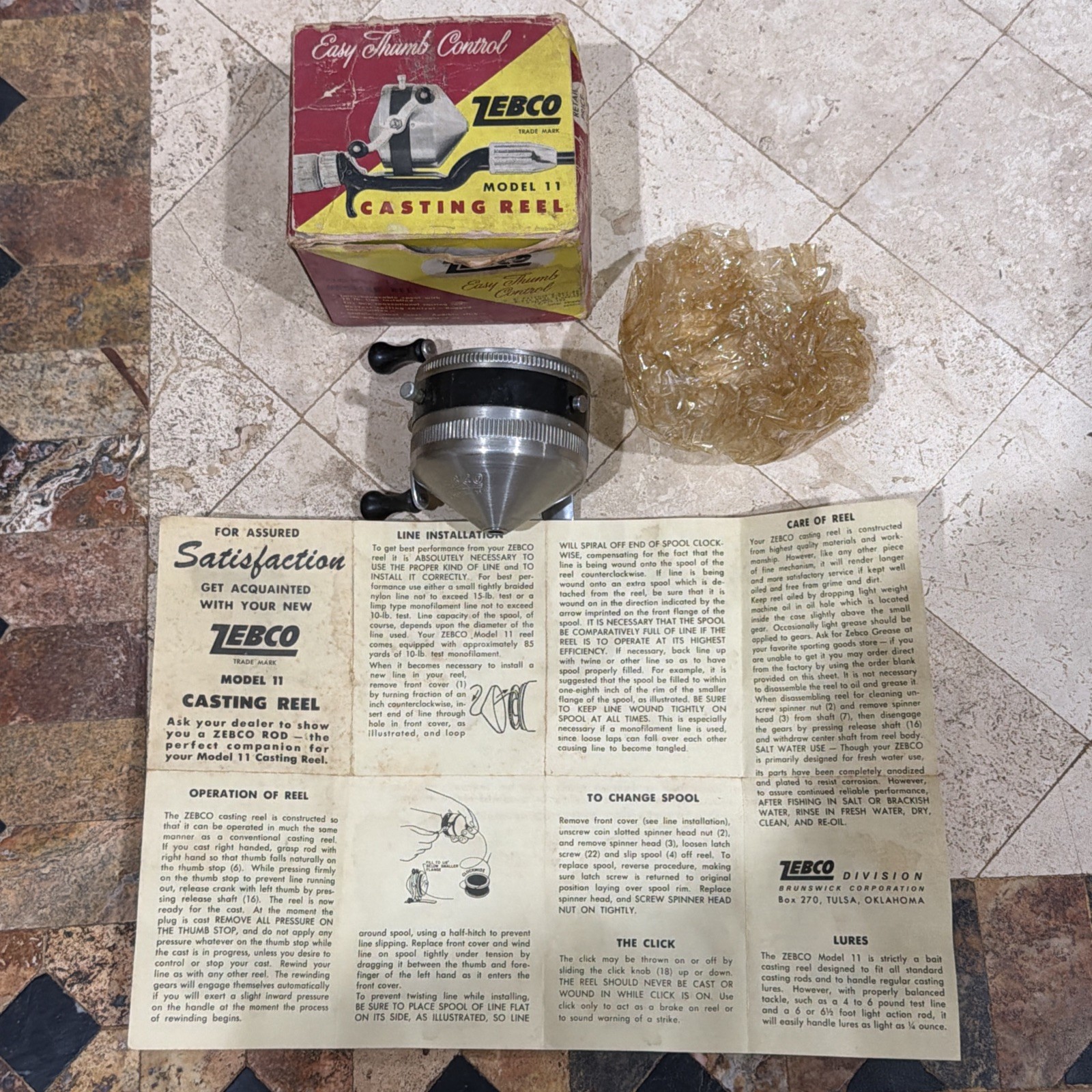 Vintage Zebco Model 11 with Box & Paperwork -  Very Nice Early One NIB