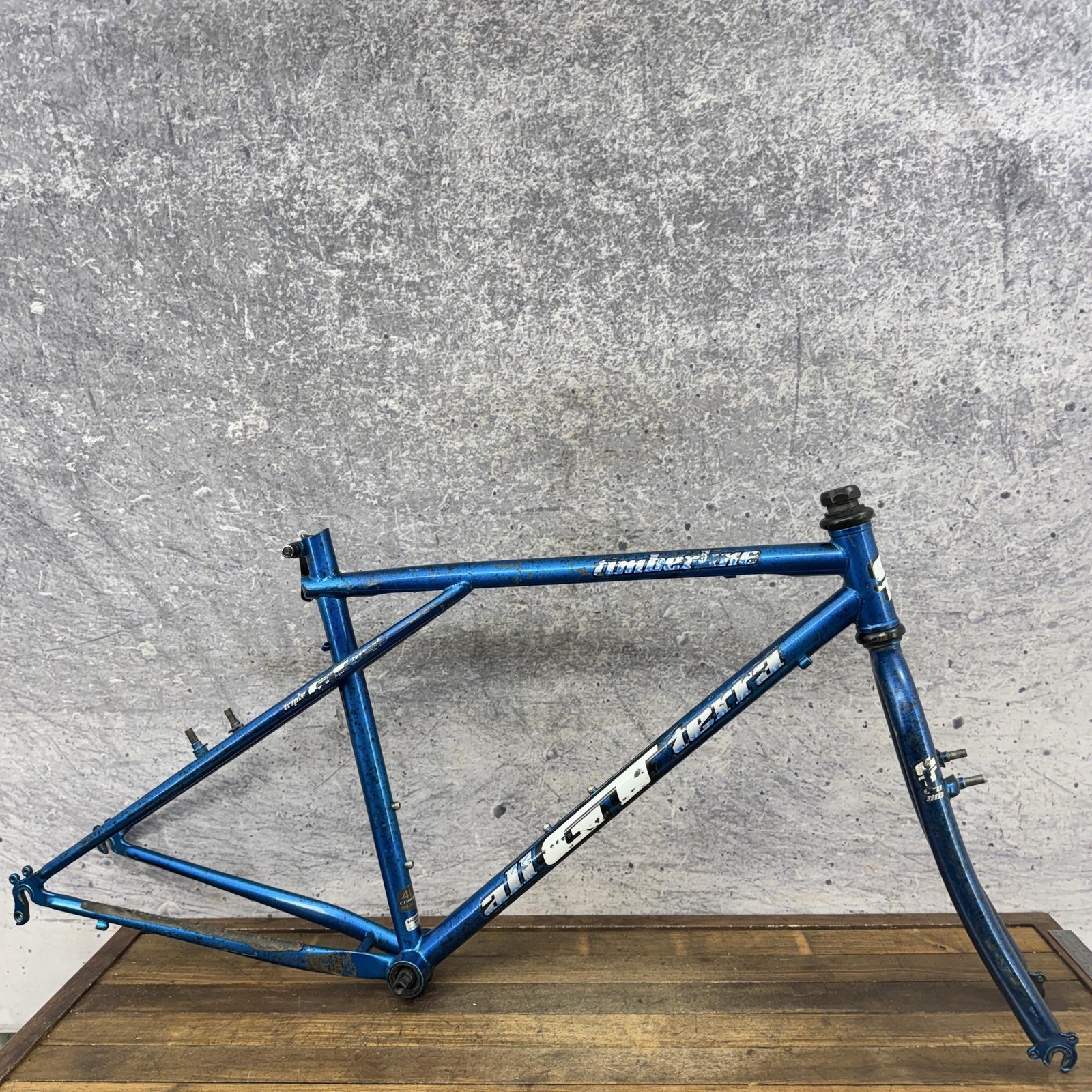 Vintage GT Timberline MTB Frame 19in Blue Triple Triangle CRMO 26in 130mm Cafe