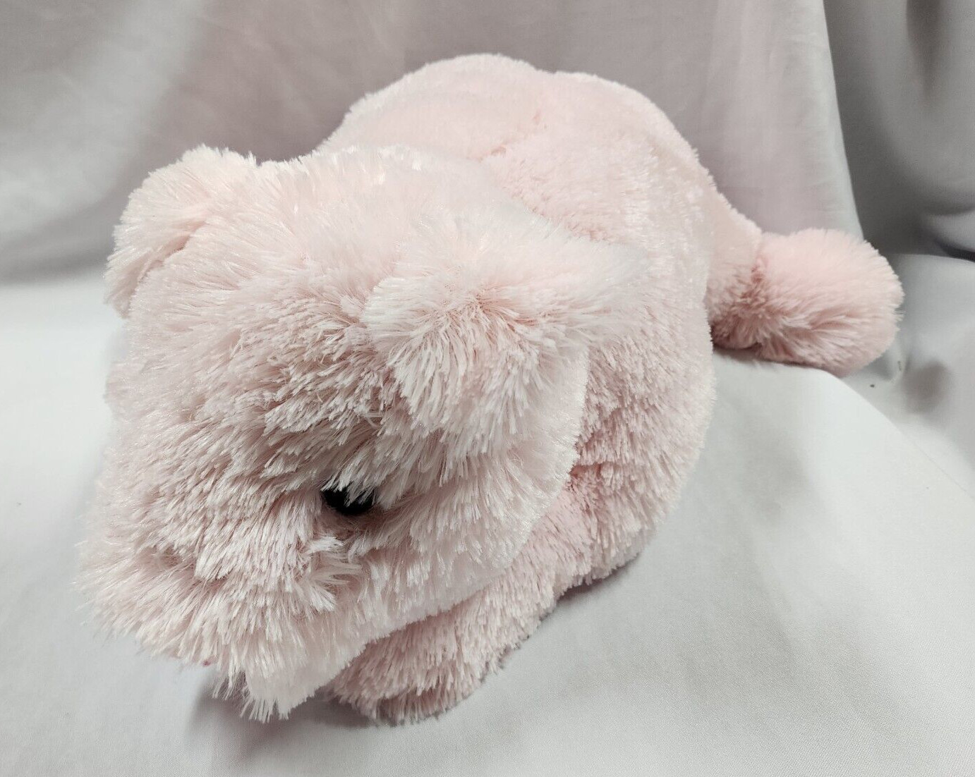 BIG KELLYTOY Stuffed Animal PINK Fuzzy Shaggy PIG Floppy PLUSH Toy Lying Down