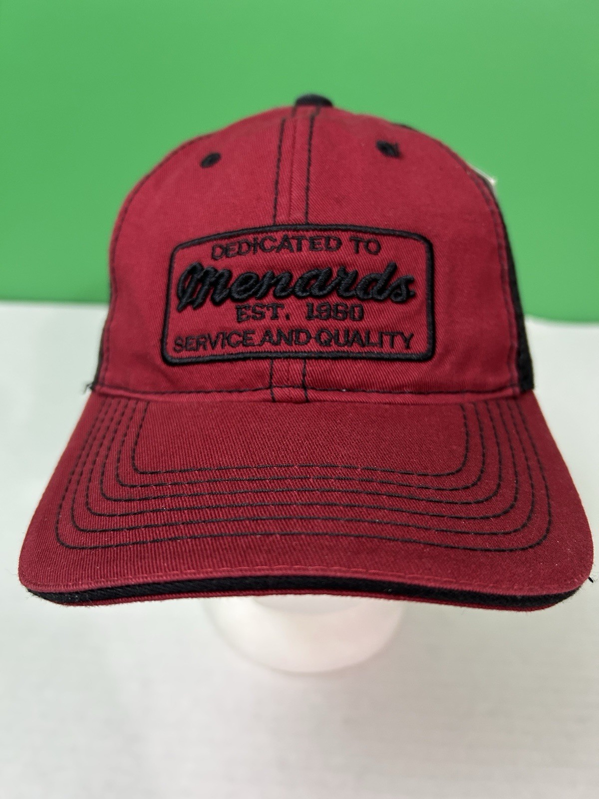 MENARDS Est. 1960 Baseball Hat Cap NWT Adjustable Snapback Mesh Red & Black