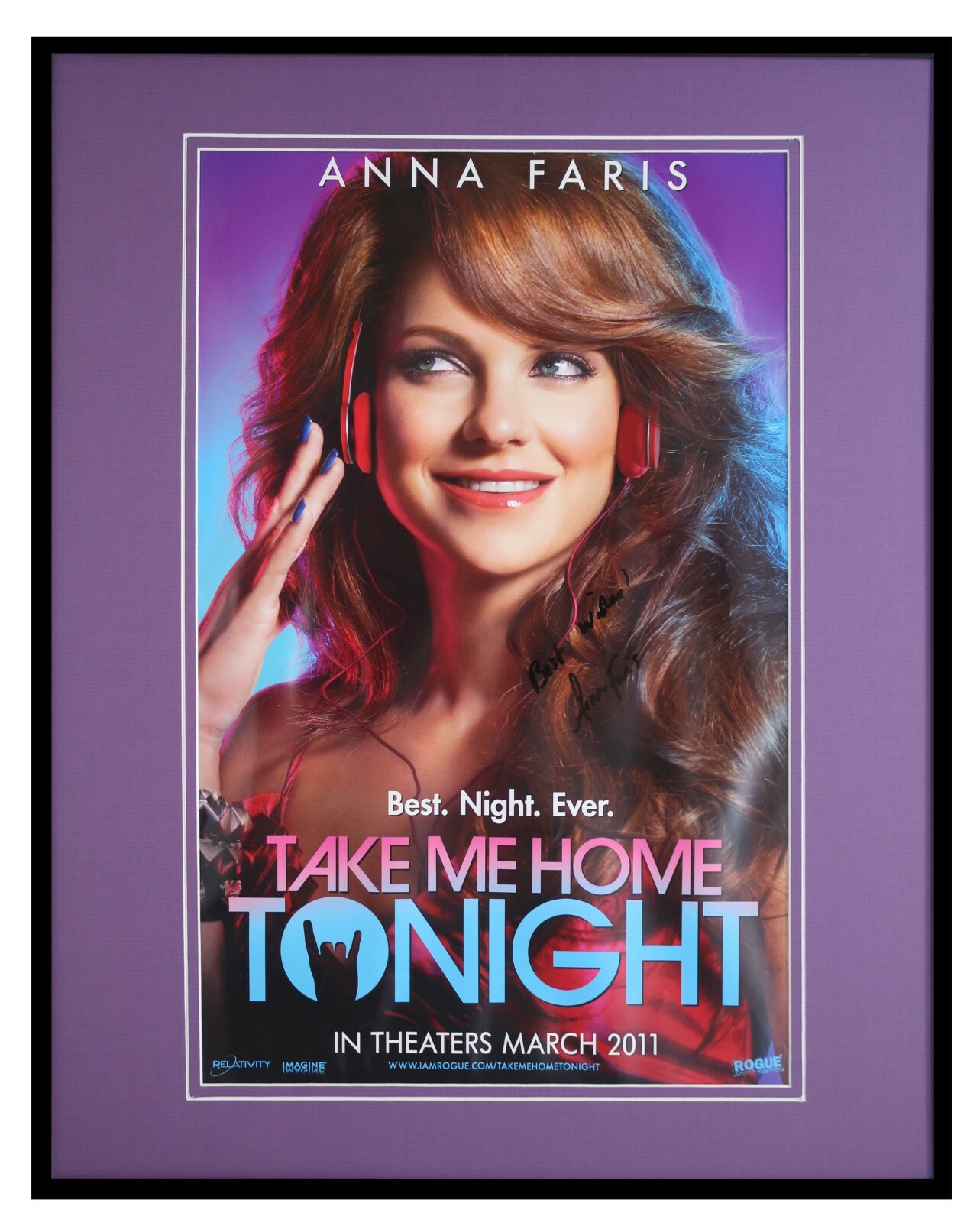 Anna Faris Signed 2011 Take Me Home Tonight Framed 16x20 Poster Display