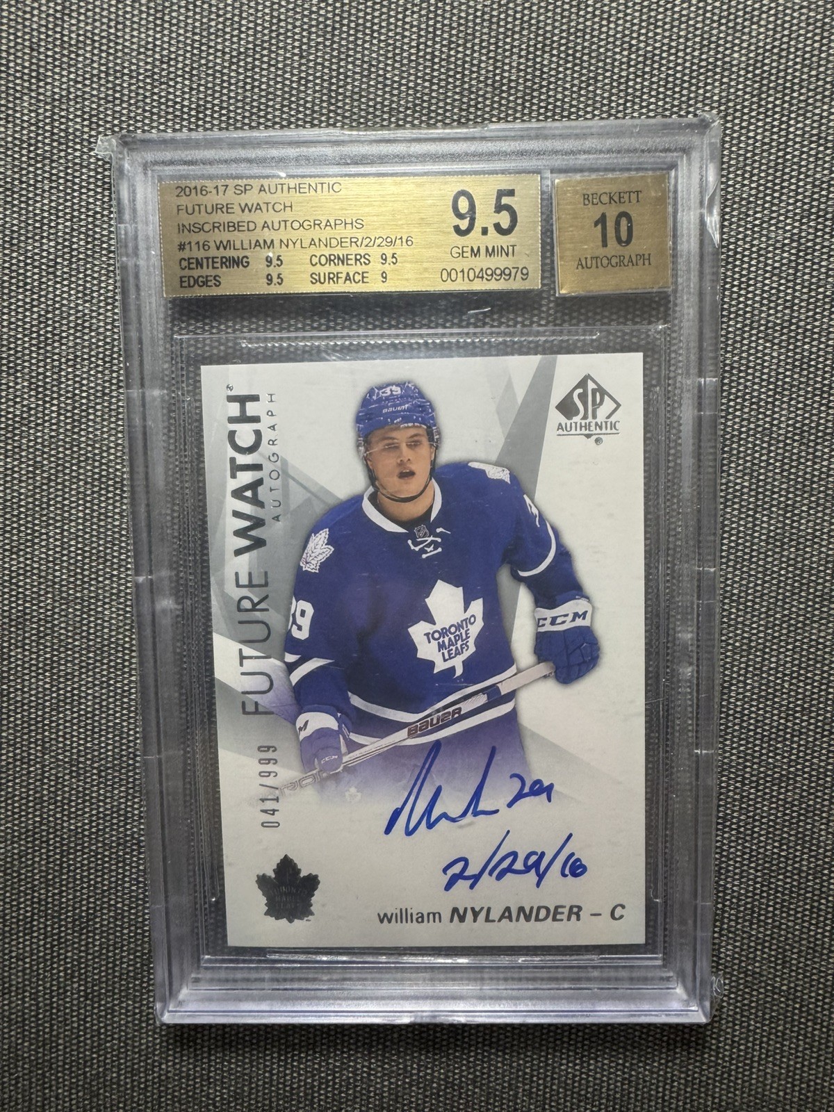 2016-17 WILLIAM NYLANDER FUTURE WATCH AUTO INSCRIBED - FIRST 50 ONLY -  /999 