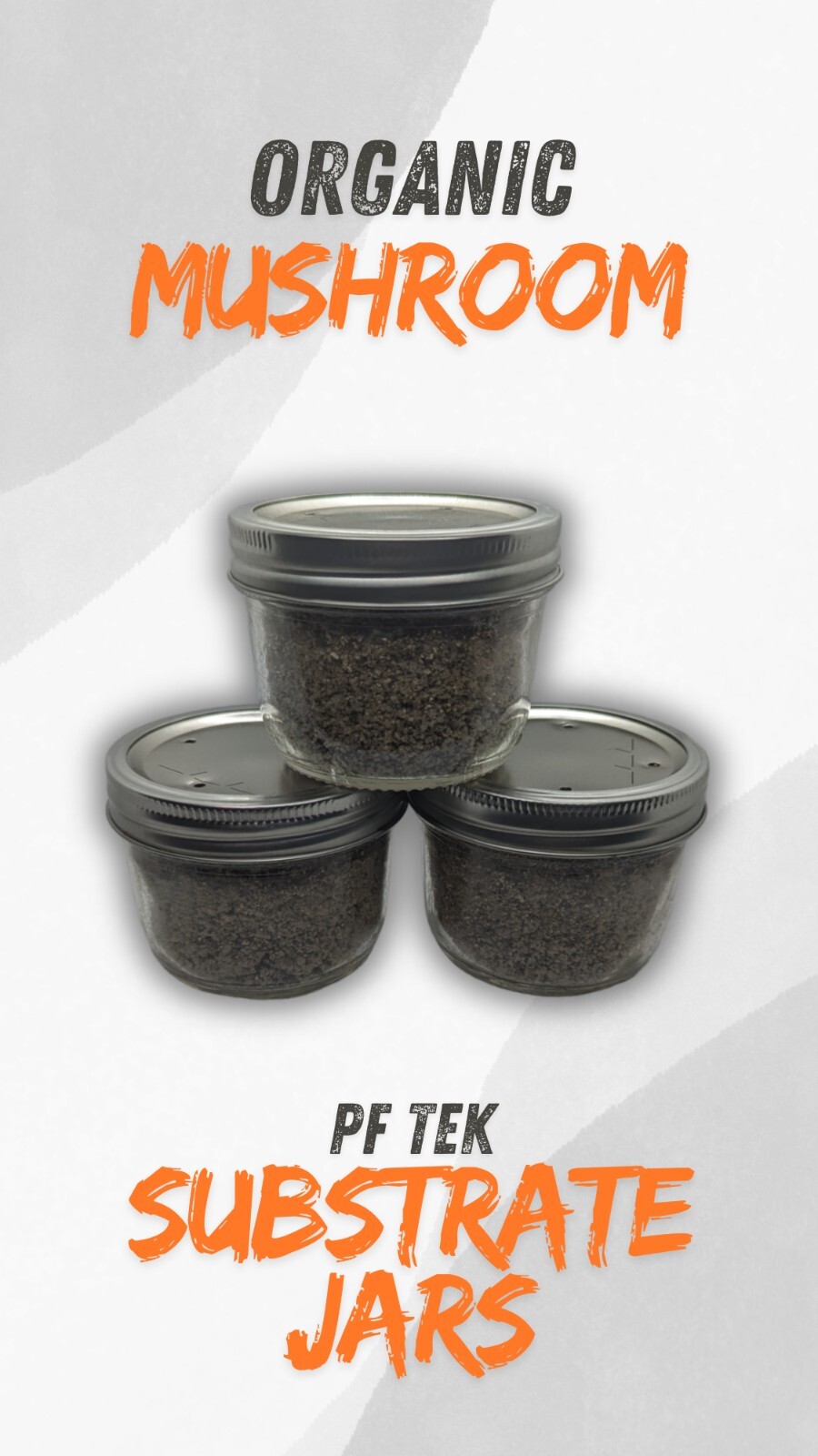 1 2 Organic Fast Growing Mushroom Substrate Jars PF TEK BRF Sterilized Half Pint