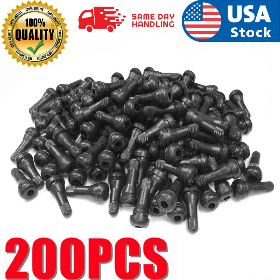 LOT 200 TR 413 SNAP-IN TIRE VALVE STEMS SHORT BLACK RUBBER MOST POPULAR VALVE