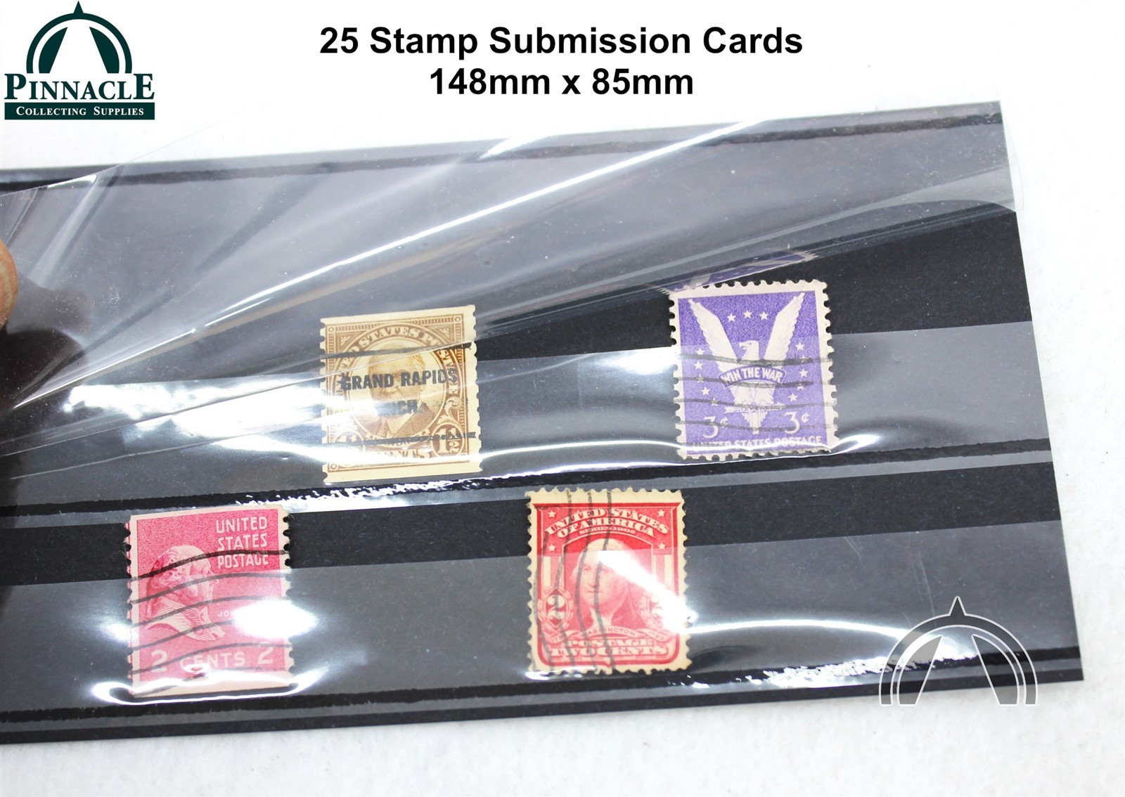 25 Black Stamp Collecting Submission Approval Cards, 2 Strips, Archival Quality