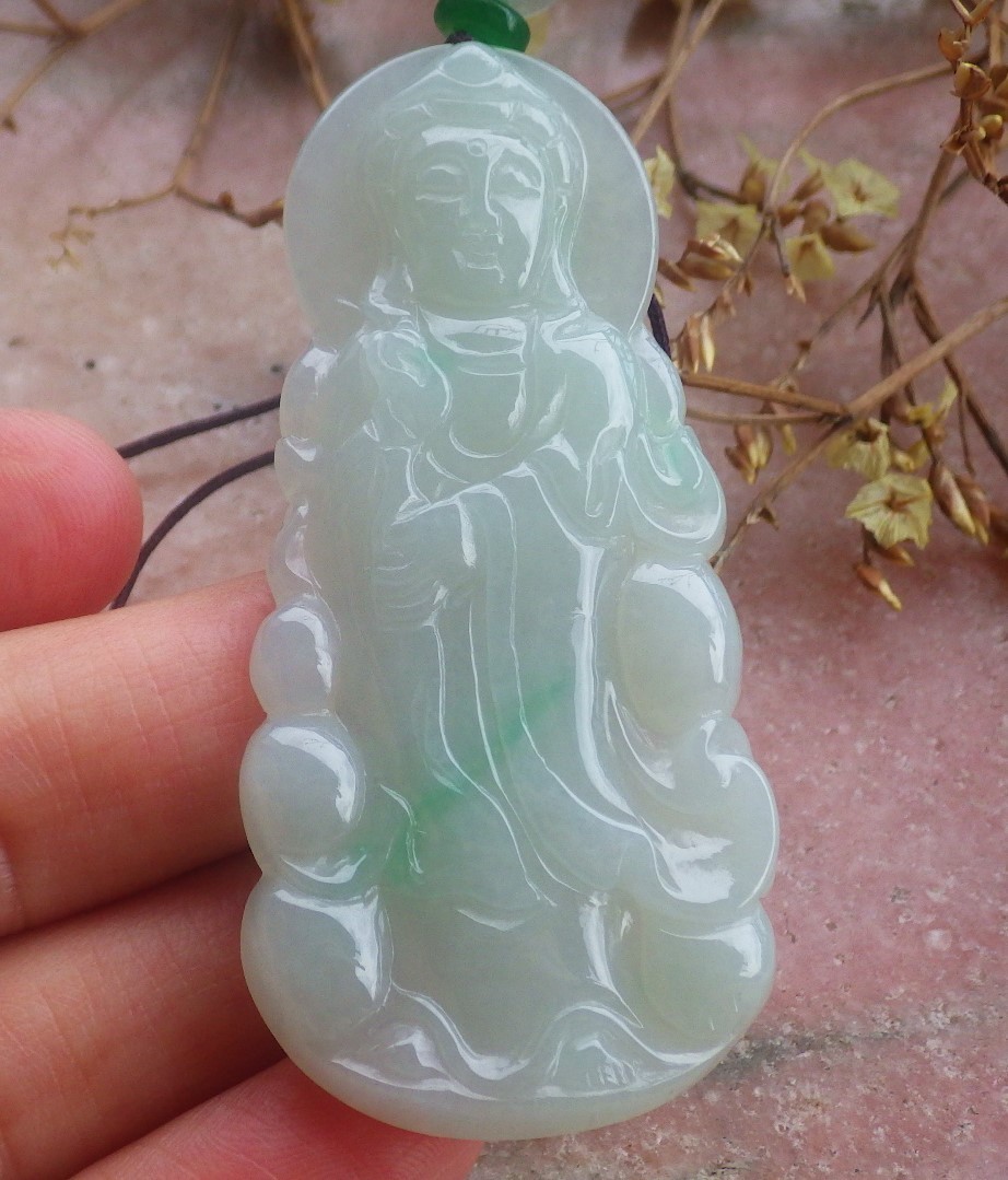 Video Certified Green Natural A Jade jadeite pendant Guanyin Kwan Yin 735811 AS Video Certified Green Natural A Jade jadeite pendant Guanyin Kwan Yin 735811 AS