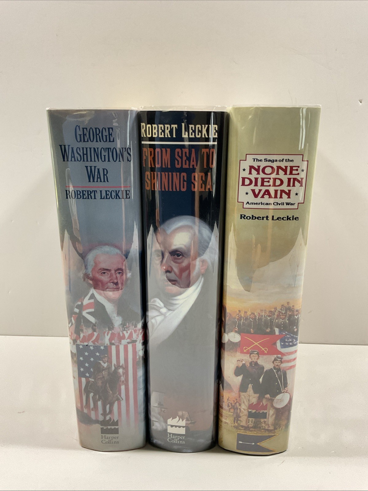 American History Robert Leckie lot of 3 DJ HC George Washington\'s War and more