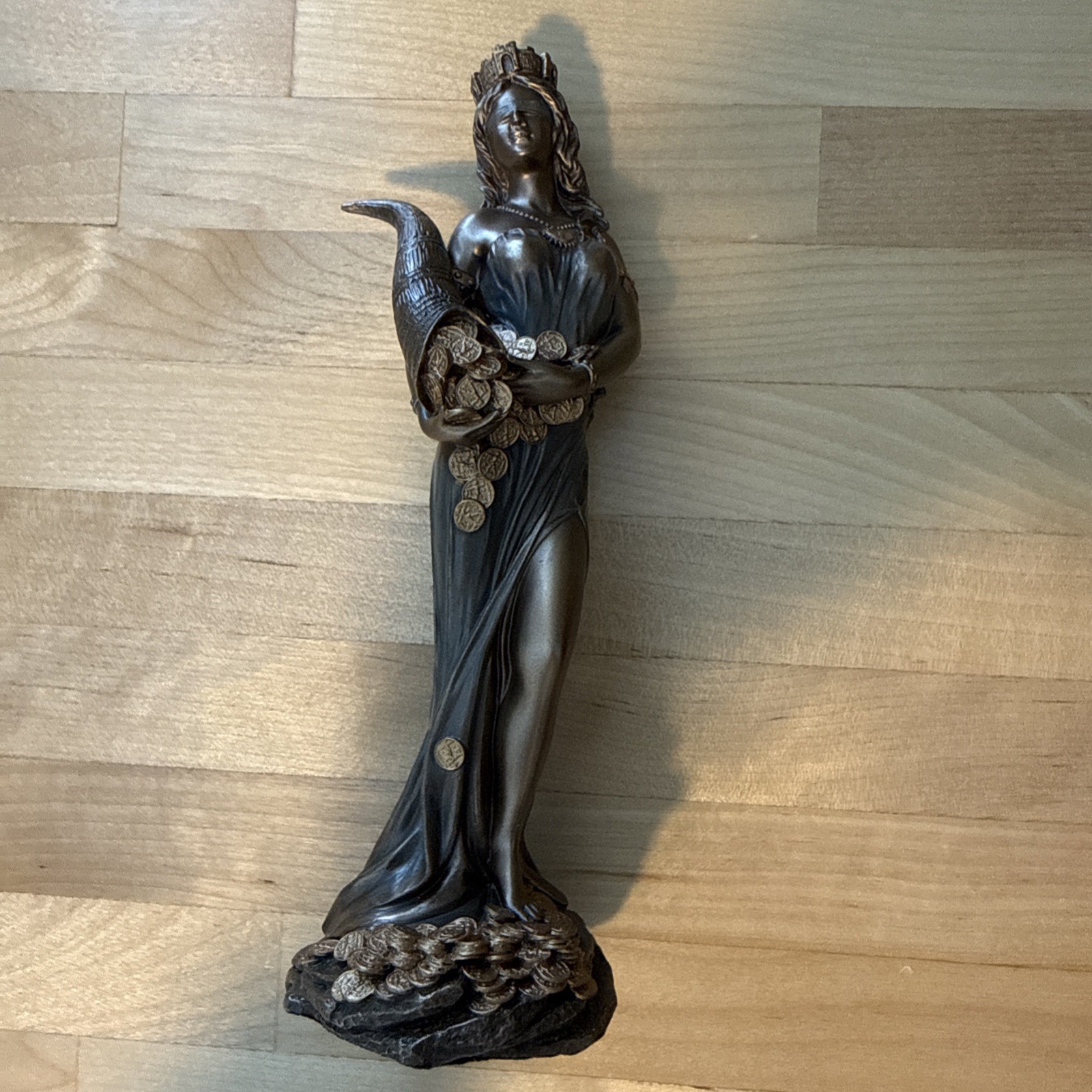 Goddess Of Wealth Tyche Lady Luck Fortuna Veronese Statue Bronze Finish 7.3\