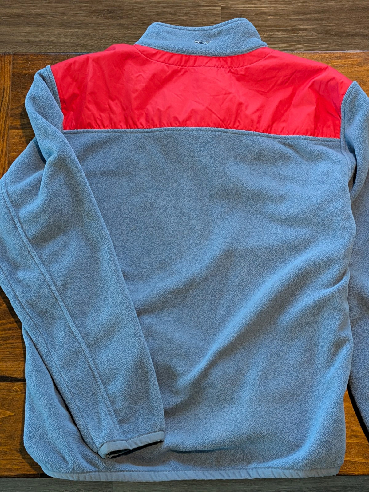 Vineyard Vines Men\'s M Blue/Red Solid Fleece 1/4 Zip Mock Neck Pullover