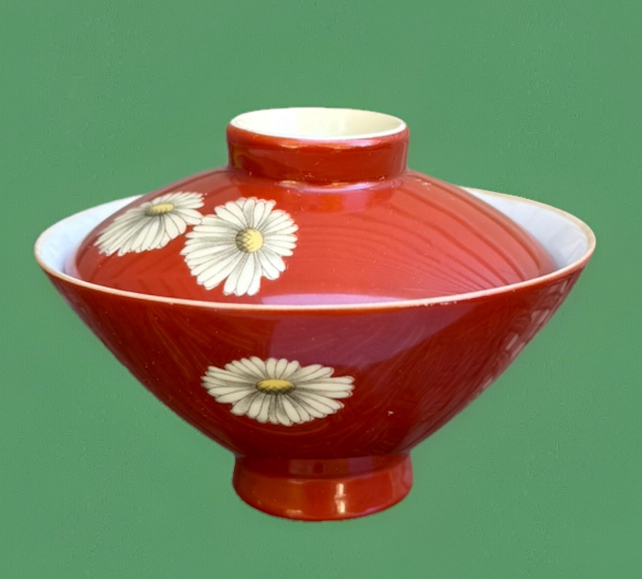Japanese Noritake Toki Kaisha Terracotta Chrysanthemum /Daisy Covered Rice Bowl
