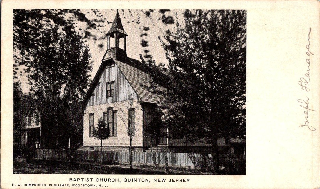 Vintage Postcard 1901-1907 Baptist Church, Quinton, New Jersey (NJ)
