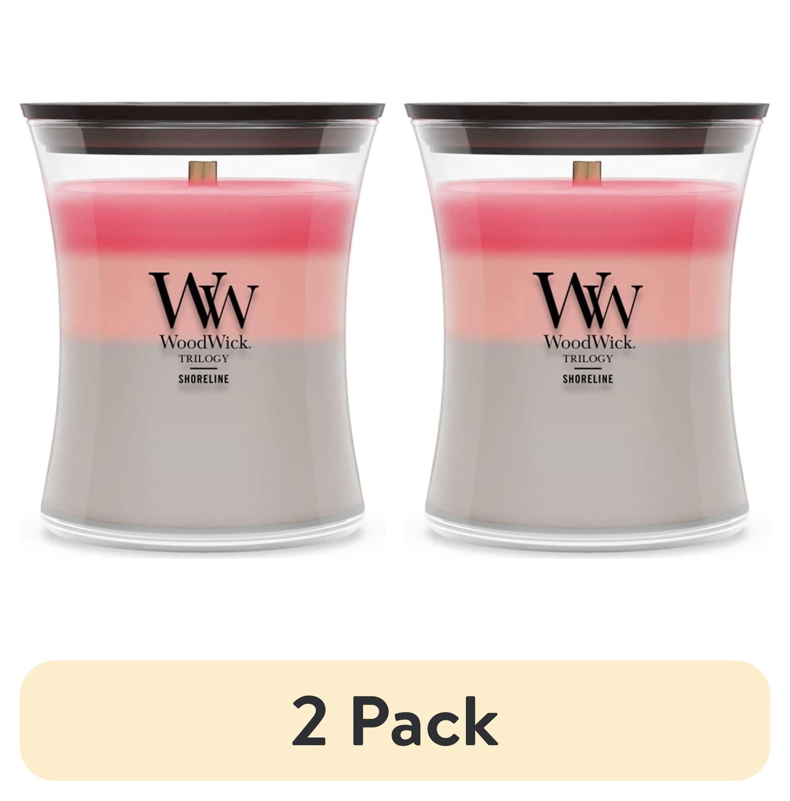 (2 pack) WoodWick Shoreline Medium Hourglass Trilogy Candle