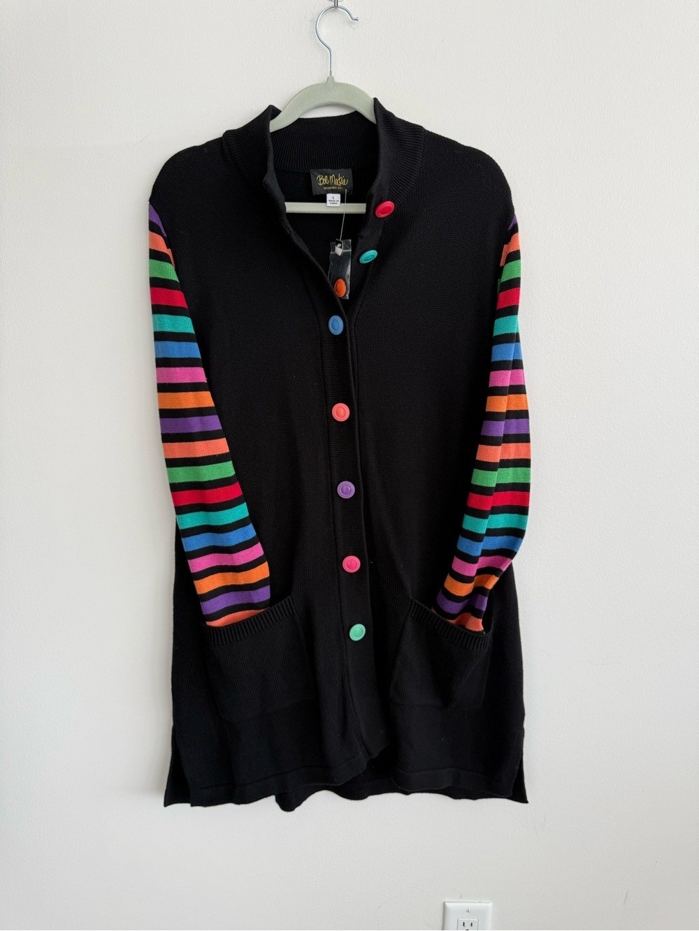 VINTAGE Bob Mackie Wearable Art Black Long Cardigan NWT VINTAGE Bob Mackie Wearable Art Black Long Cardigan NWT