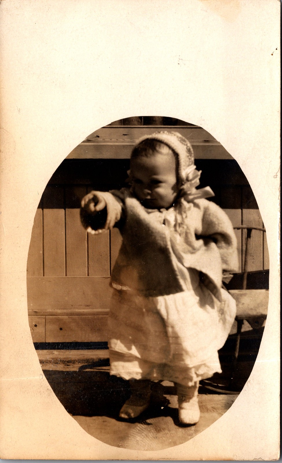 Antique RPPC Postcard 1907-1914 Young Child Pointing Candid Real Photo