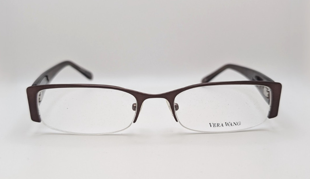 NWOT VERA WANG Eyeglasses Frame 50 18-135 V045 BR Half Rim Brown Tortoise