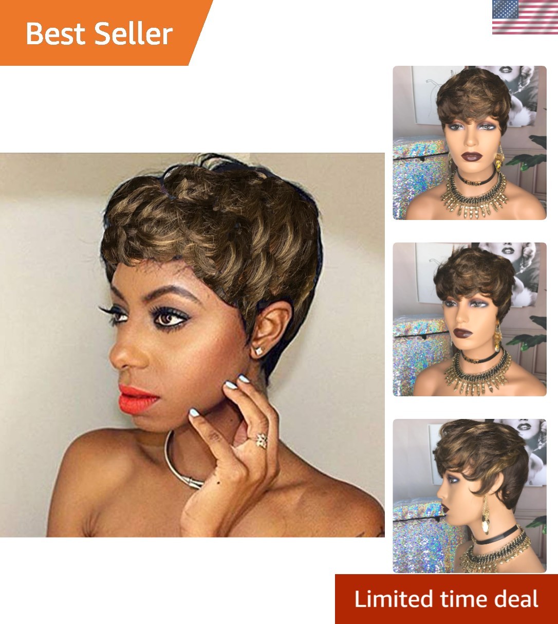 Stylish Short Human Hair Pixie Cut Wig for Black Women - Natural Curl & Comfort Stylish Short Human Hair Pixie Cut Wig for Black Women - Natural Curl & Comfort