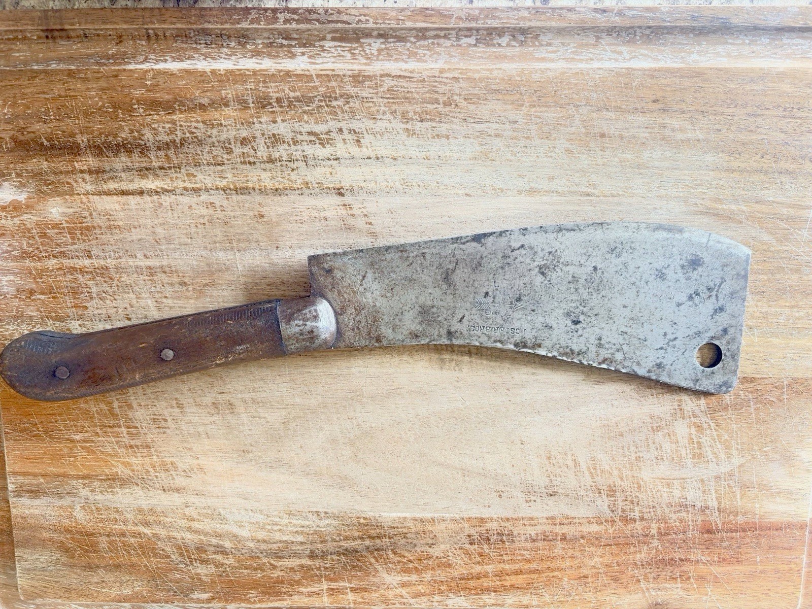 Foster Bros meat cleaver 9 In 1878-1890 Arrow Stamp Crisp Deep Stamp No Pitting