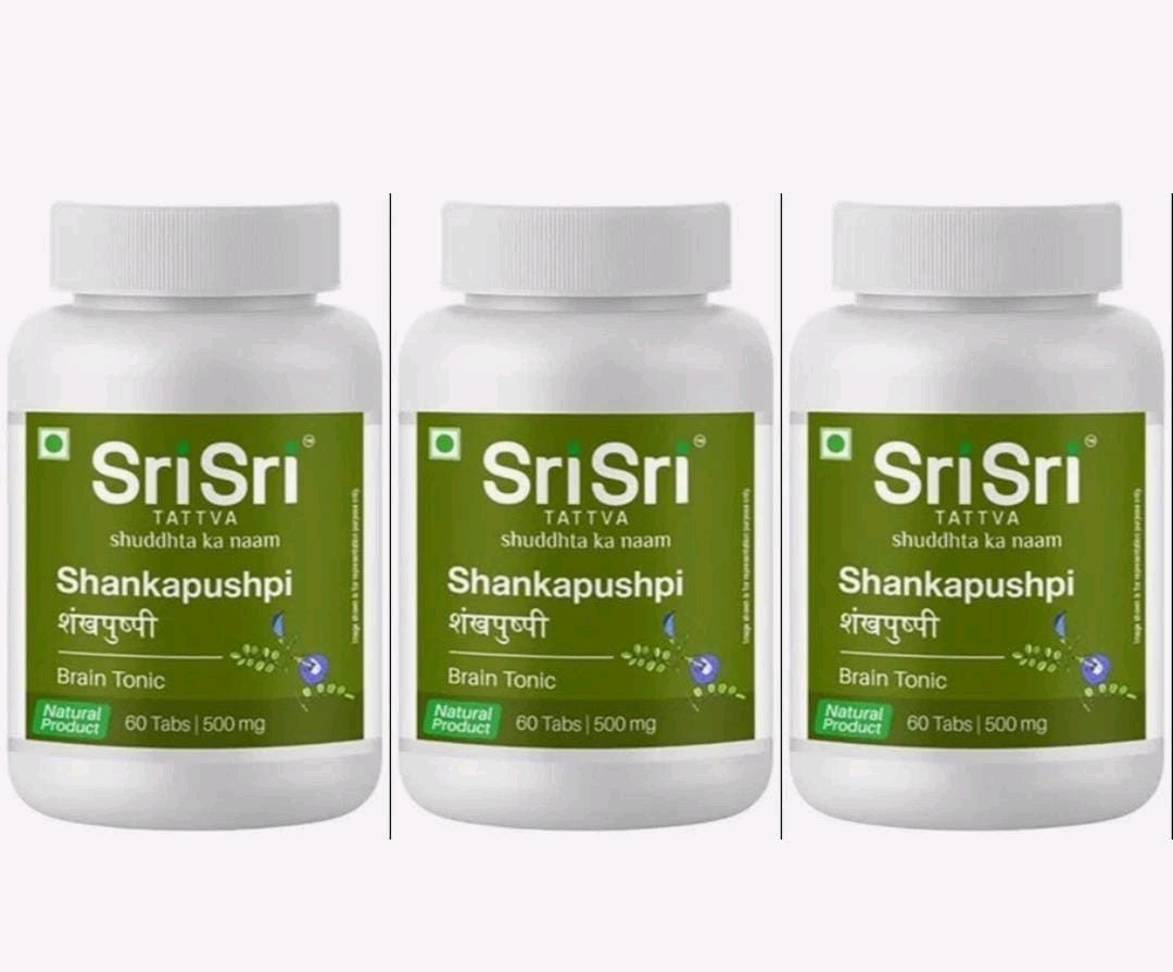 Sri Sri Tattva Shankapushpi 60 Tablets 500mg (Pack of 3) Herbal Shankhapushpi
