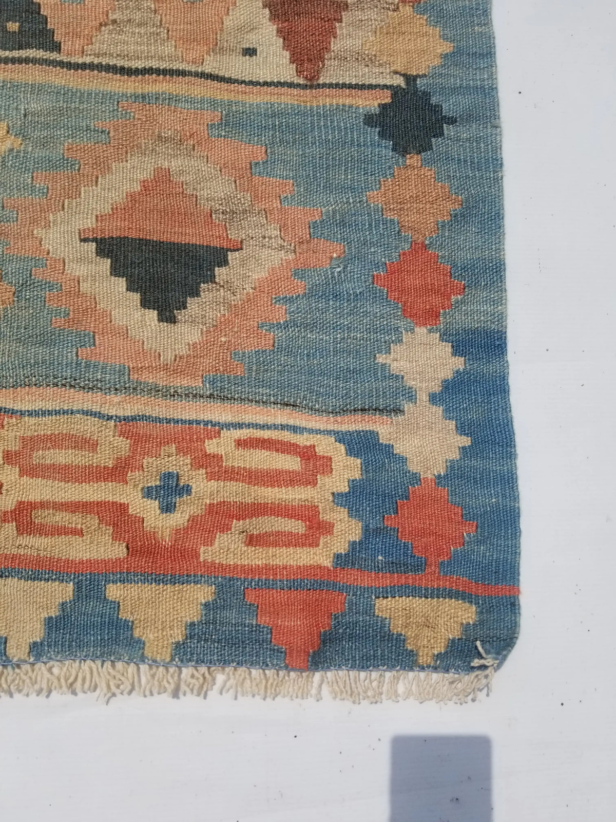 Vintage Traditional Handmade Turkish Wool Multi Tapestry Kilim Runner 9.2x2.9ft