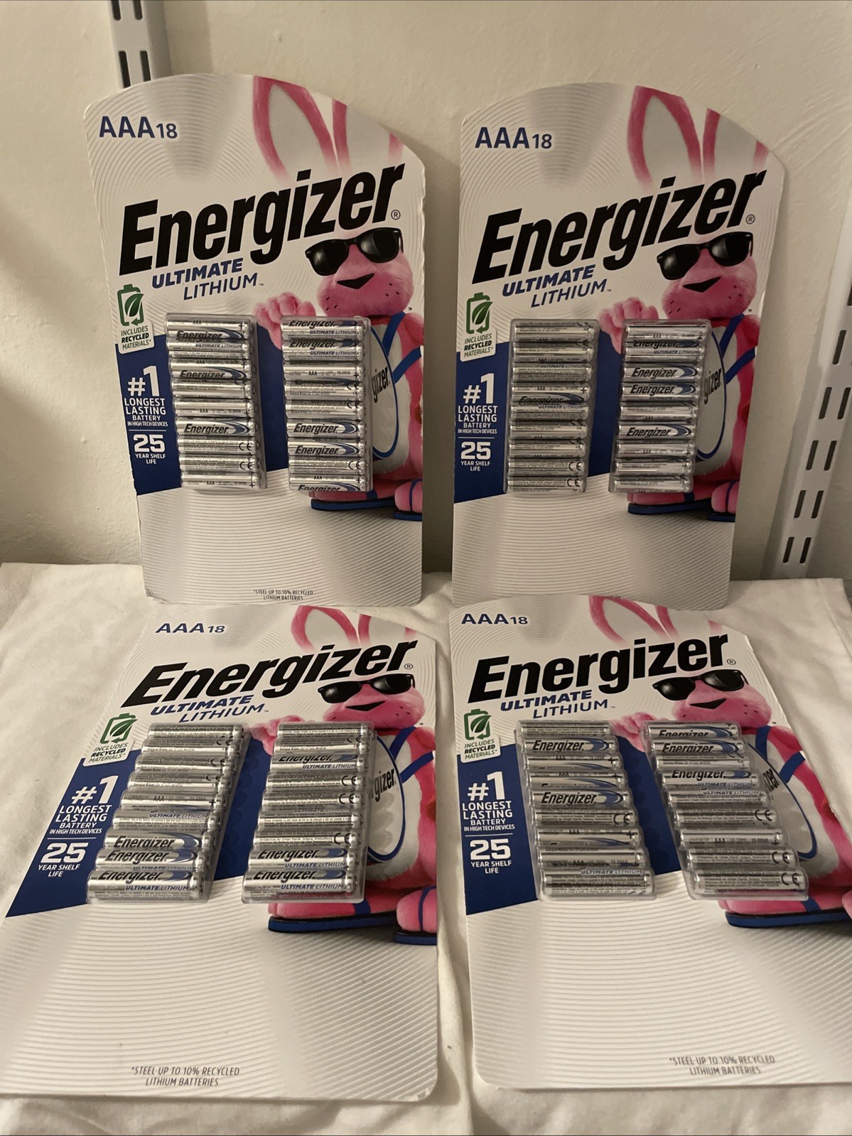 4Packs Energizer Ultimate Lithium AAA 18-pack Batteries Expire 2037-72 Batteries 4Packs Energizer Ultimate Lithium AAA 18-pack Batteries Expire 2037-72 Batteries