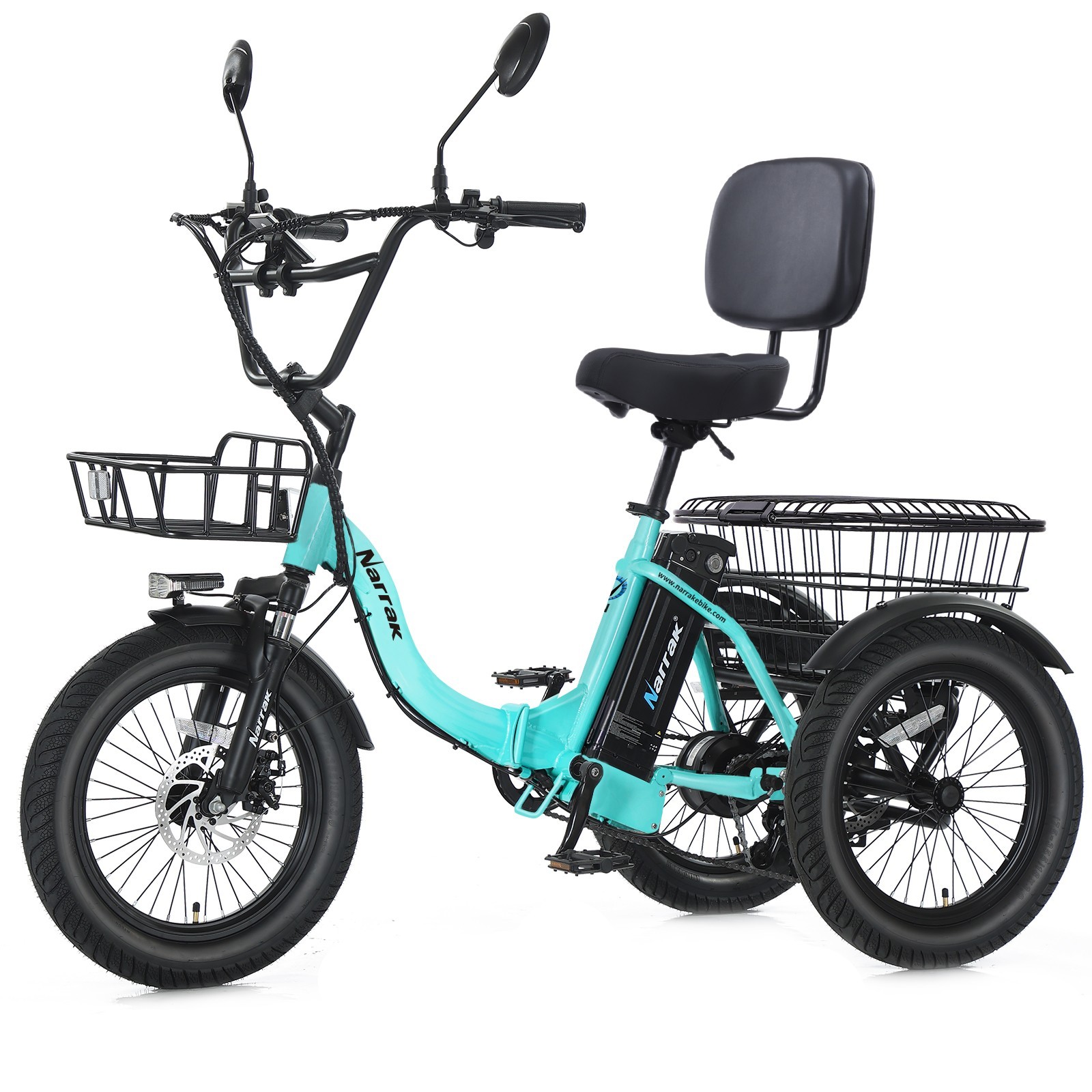 Narrak Fat Tire Folding Electric  tricycle for adults Trike Peak 1100W 624WH N6