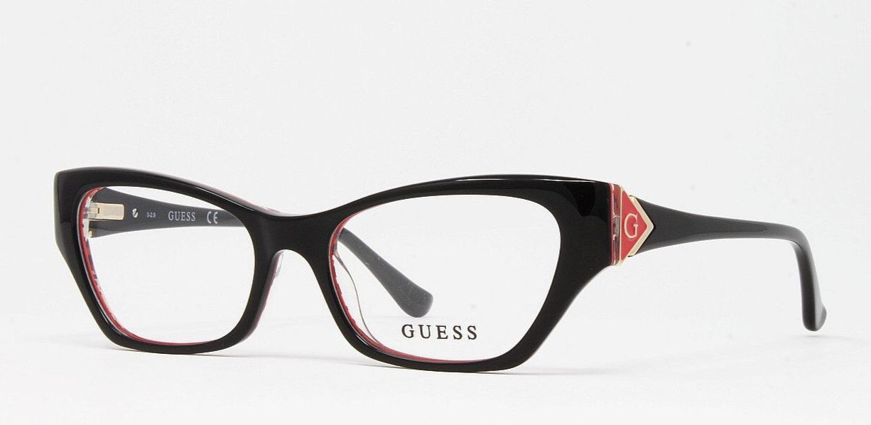 Guess GU2747V-005 Black on Red 51mm Women\'s Eyeglasses Cat Eye Plastic Frame