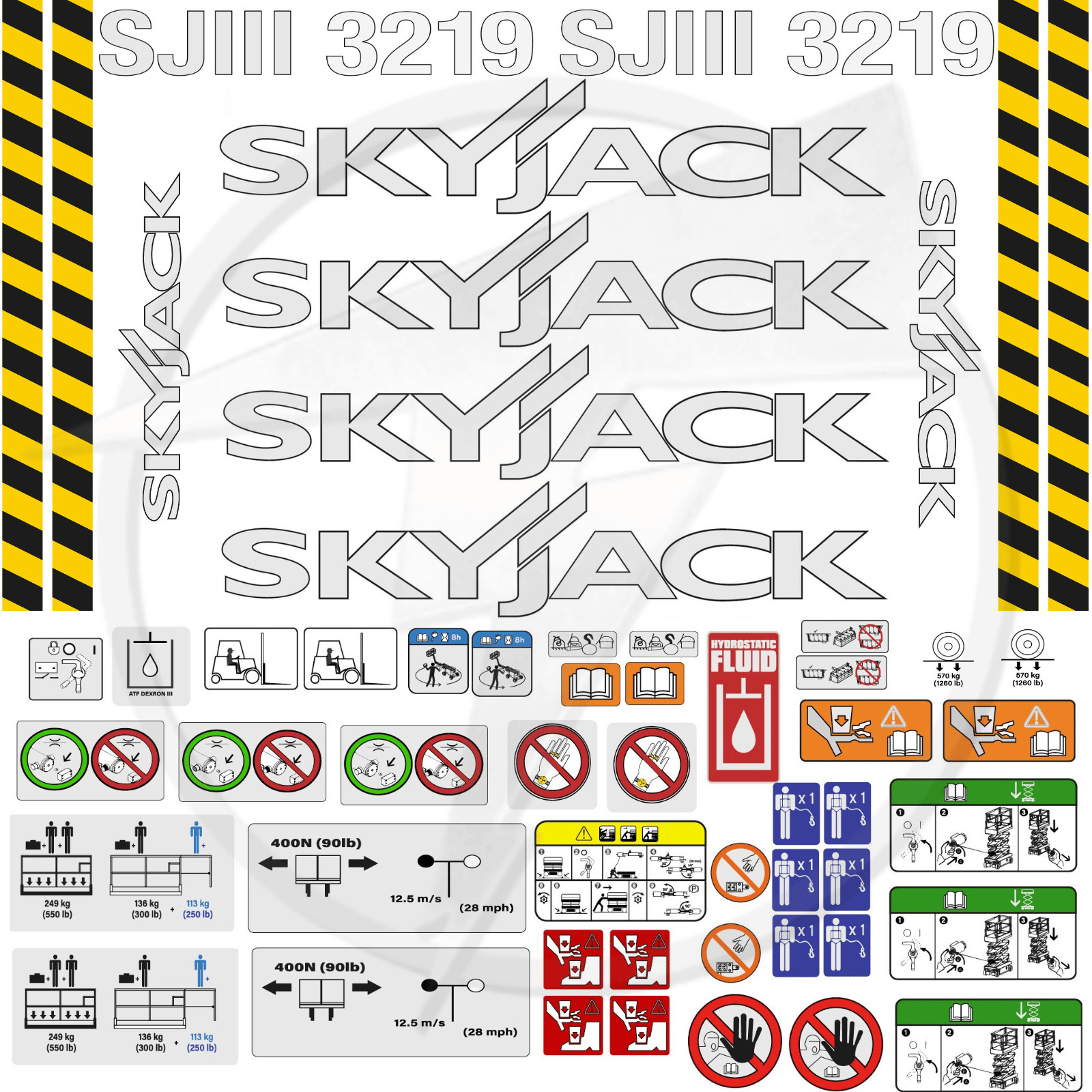 Fits Skyjack SJIII 3219 Decal Kit Scissor Lift Stickers - 3M Vinyl Fits Skyjack SJIII 3219 Decal Kit Scissor Lift Stickers - 3M Vinyl