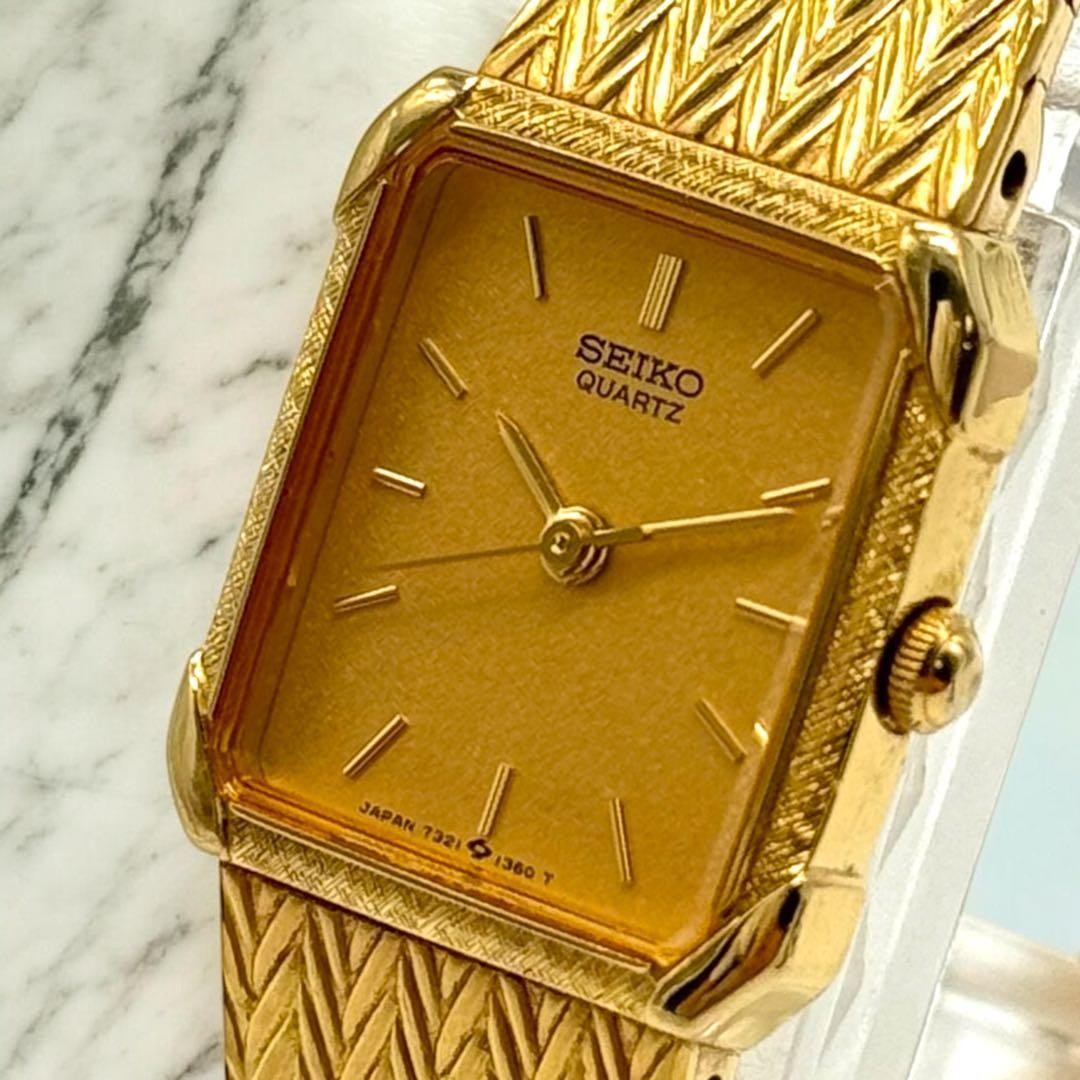 SEIKO 7321-5810 Gold Watch Quartz Women\'s Analog From Japan