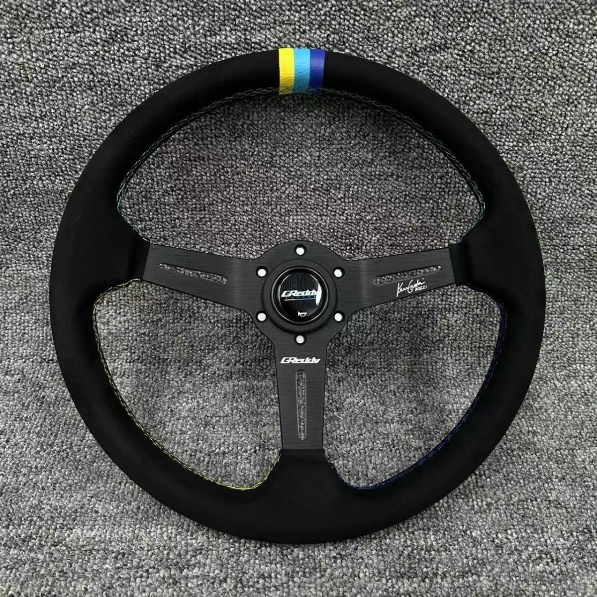 TRUST GReddy 350mm 14in Sports Steering Wheel Suede Black Universal Fit JDM F/S