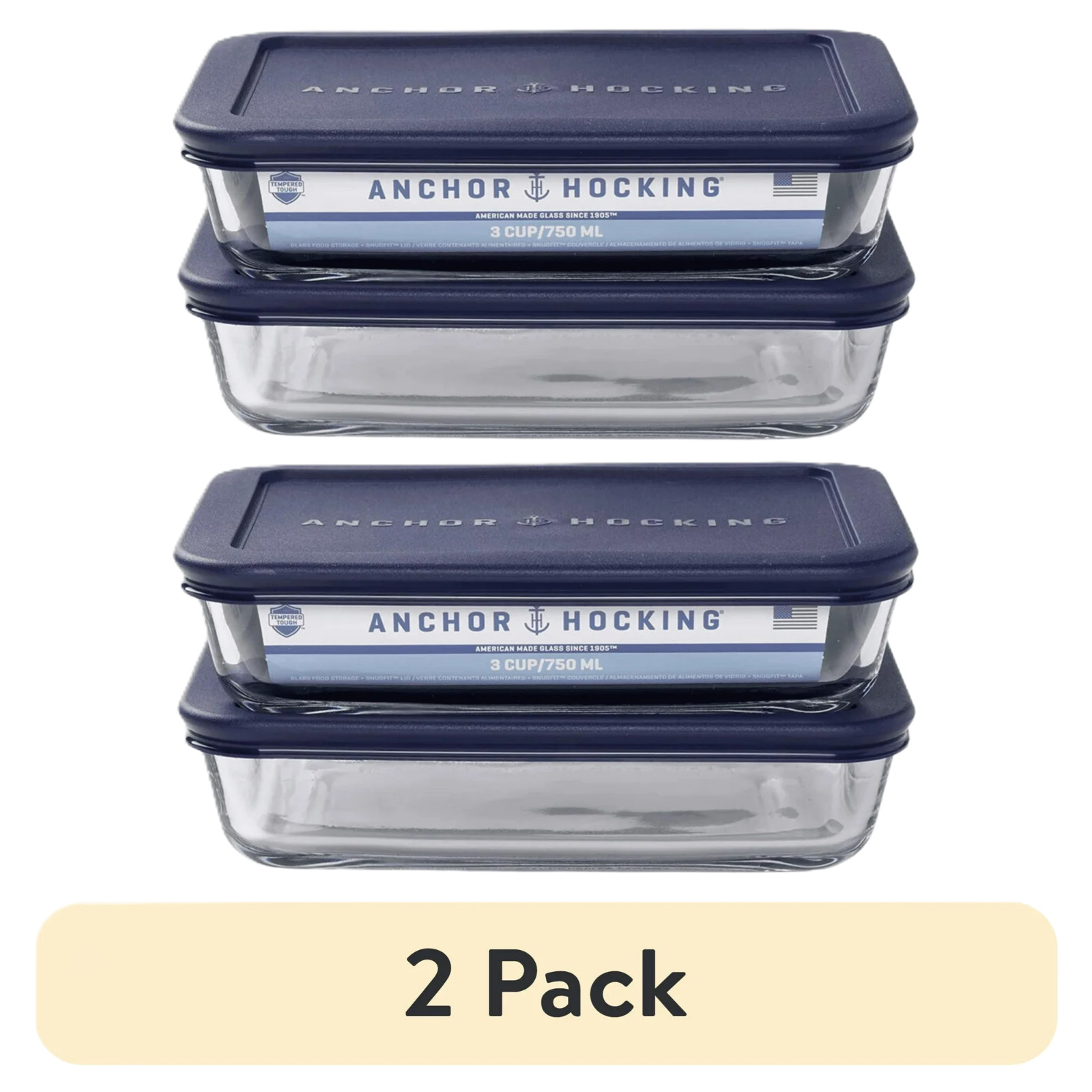 Anchor Hocking Glass Food Storage Containers with Lids, Set of 4 Anchor Hocking Glass Food Storage Containers with Lids, Set of 4