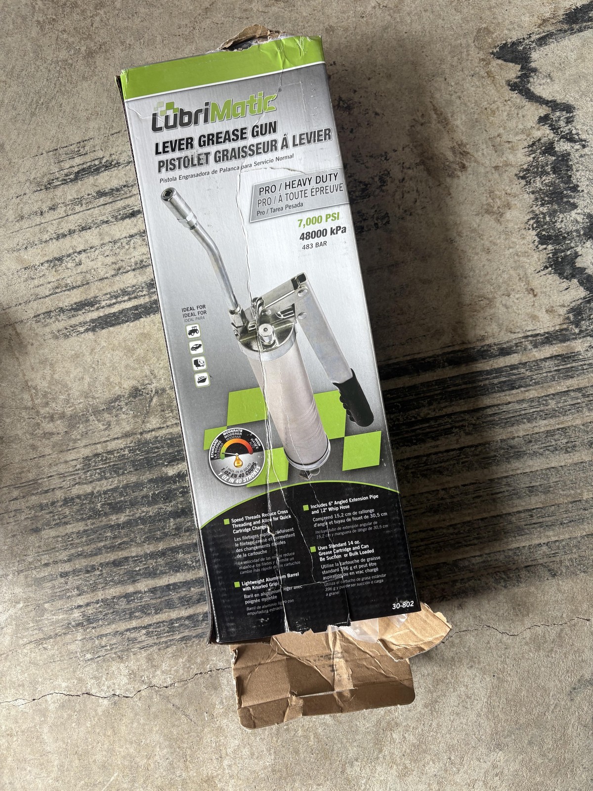 Lubrimatic 30-802 Lever Grease Gun 7000 PSI Silver Pro Heavy Duty New Other