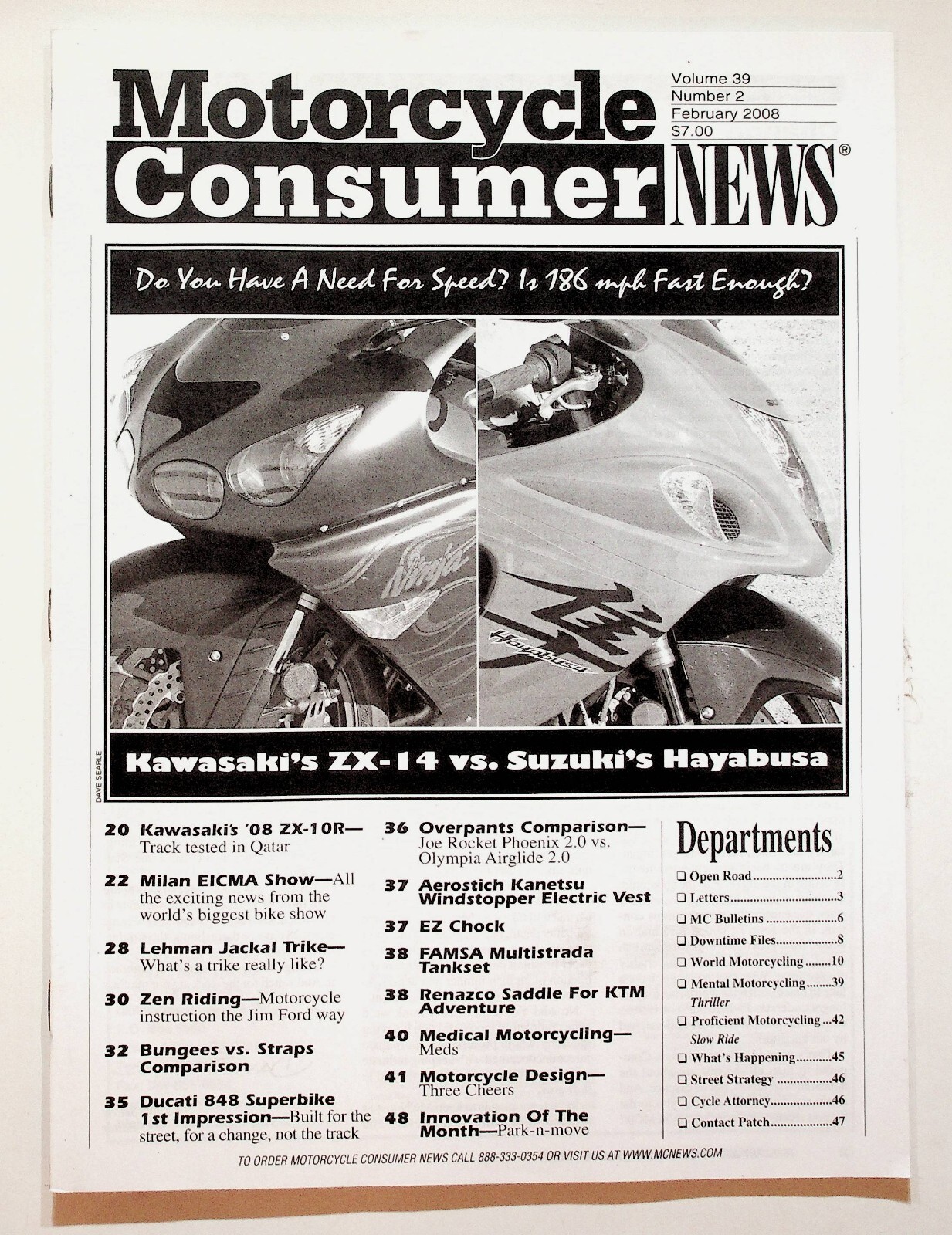 2008 February Motorcycle Consumer News Magazine Kawasaki ZX14 Suzuki Hayabusa