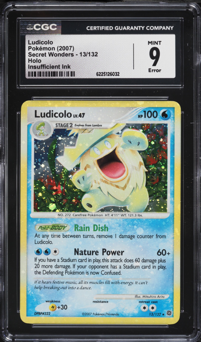 Ludicolo 13/132 Secret Wonders Pokemon Holo Rare (Full Holo Bleed Error) CGC 9