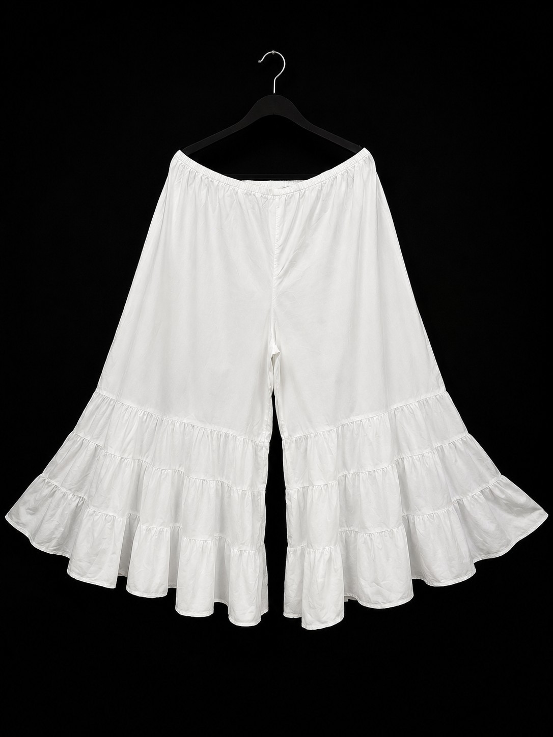 Blair Women’s XLG  Wide Leg White Bloomers Pants Tiered Elastic Waist Below Knee