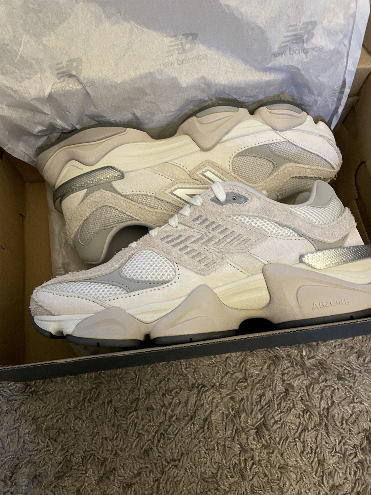 Brand New, New Balance 9060 Size 6 Men / 7.5 women, Beige & Grey