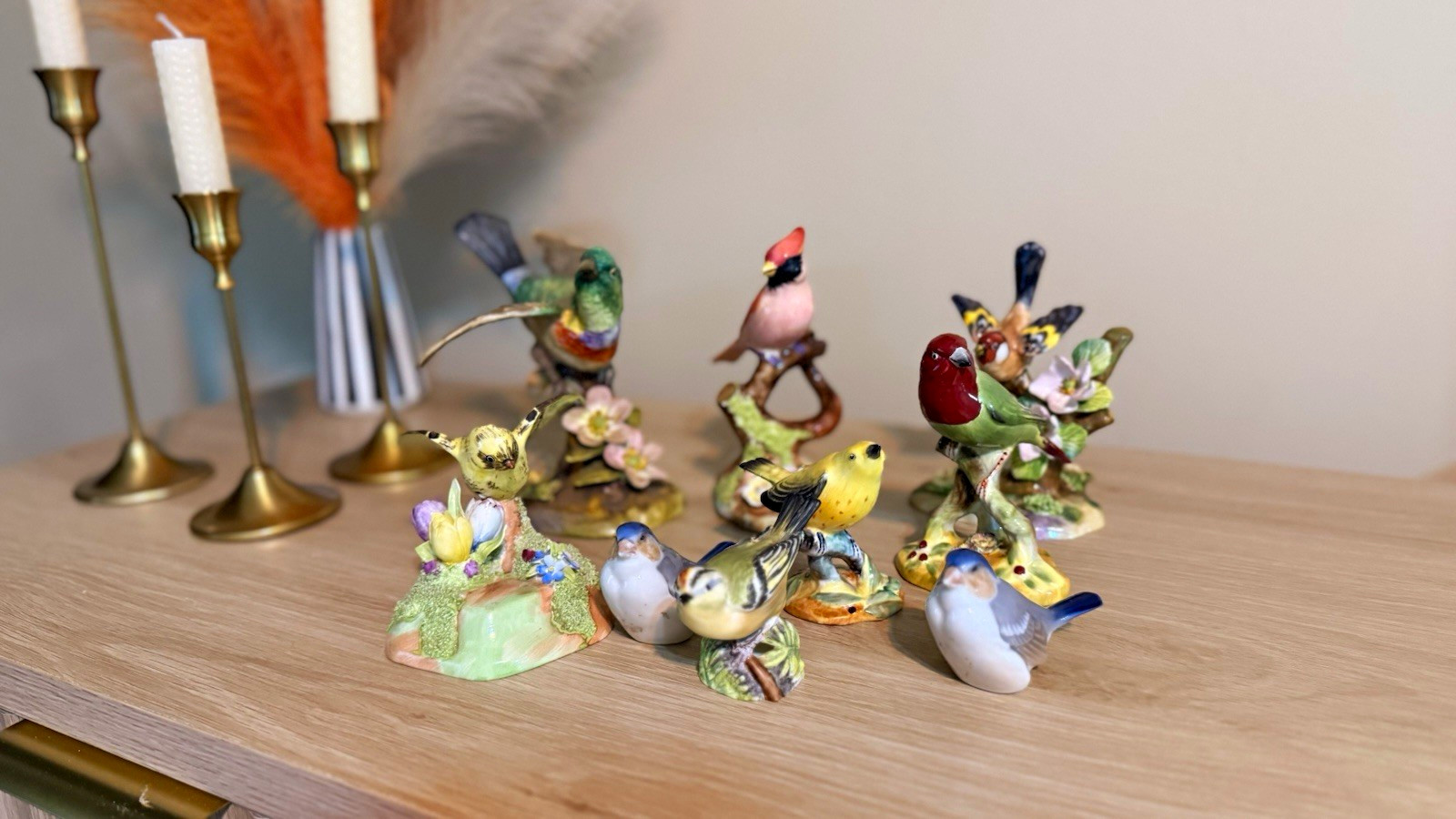 Lot of 9 Bird Figurines Crown Staffordshire Royal Worcester Adderley Denton