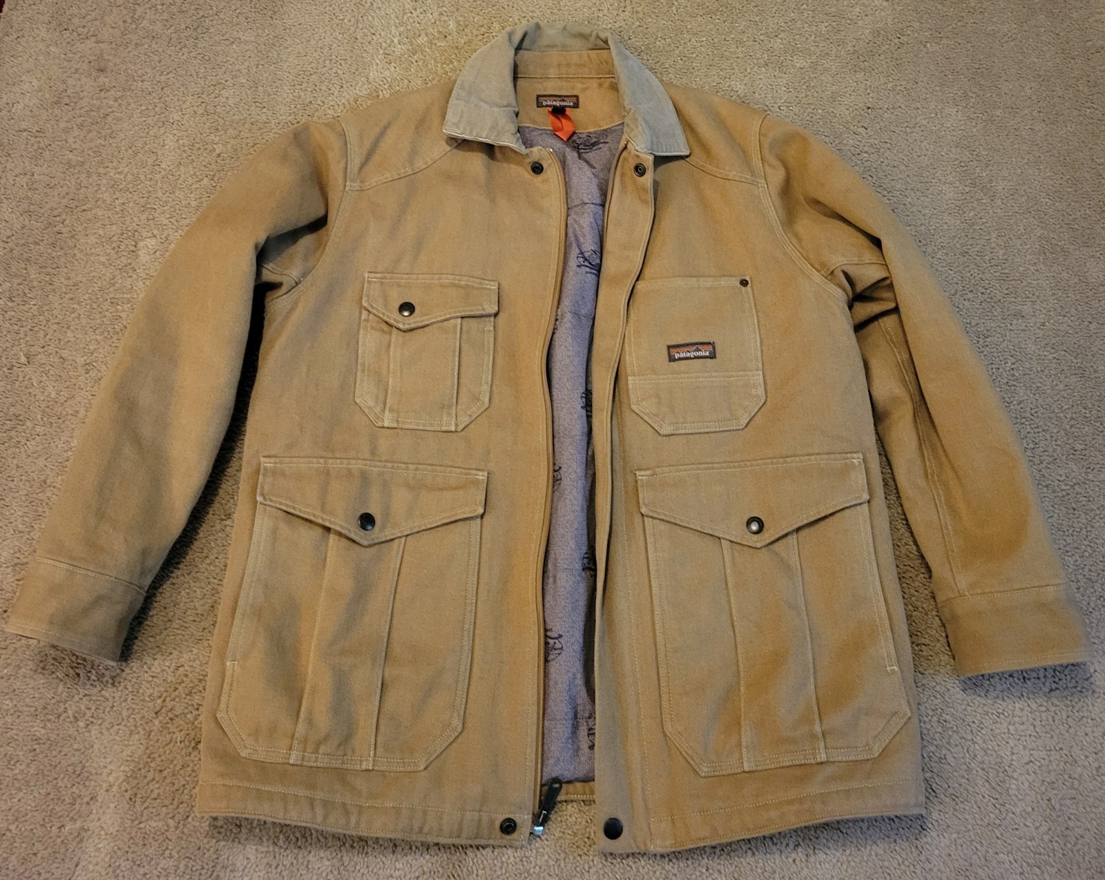 Patagonia Iron Forge Hemp Canvas Ranch Jacket Mens Medium Insulated Tan