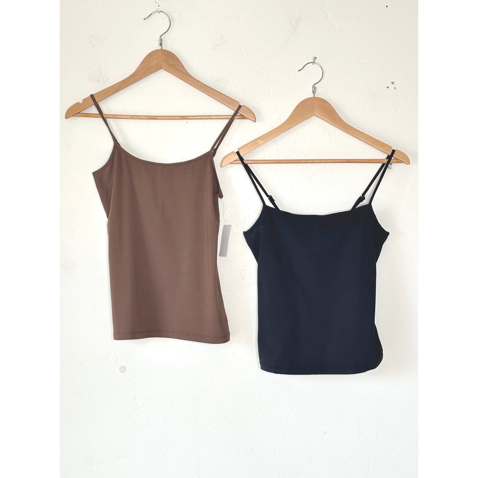 NEW J.Crew Loft Cami Tops Size Small Set of 2 Brown Black (has shelf bra)