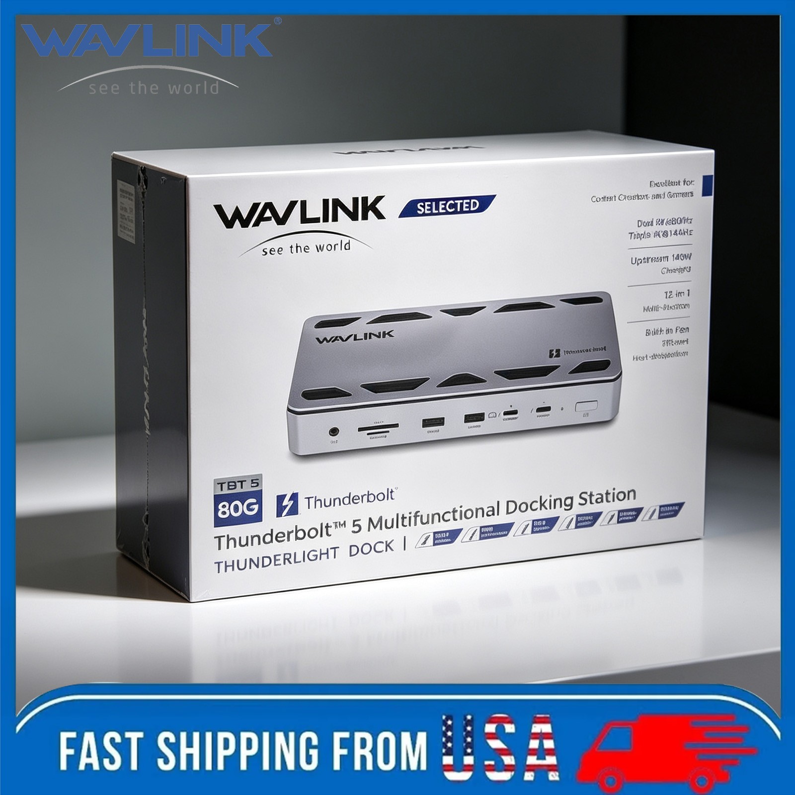 WAVLINK Intel Certified Thunderbolt 5 Dock MAX 140W PD 3x TB5 Downstream USB-C