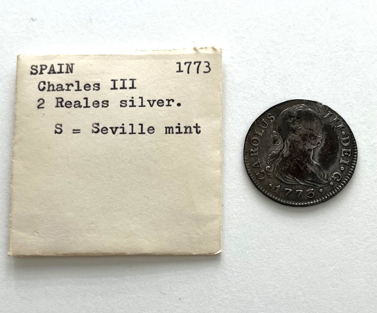 1773 Spain 2 Reales Silver Coin King Charles III at Seville Mint