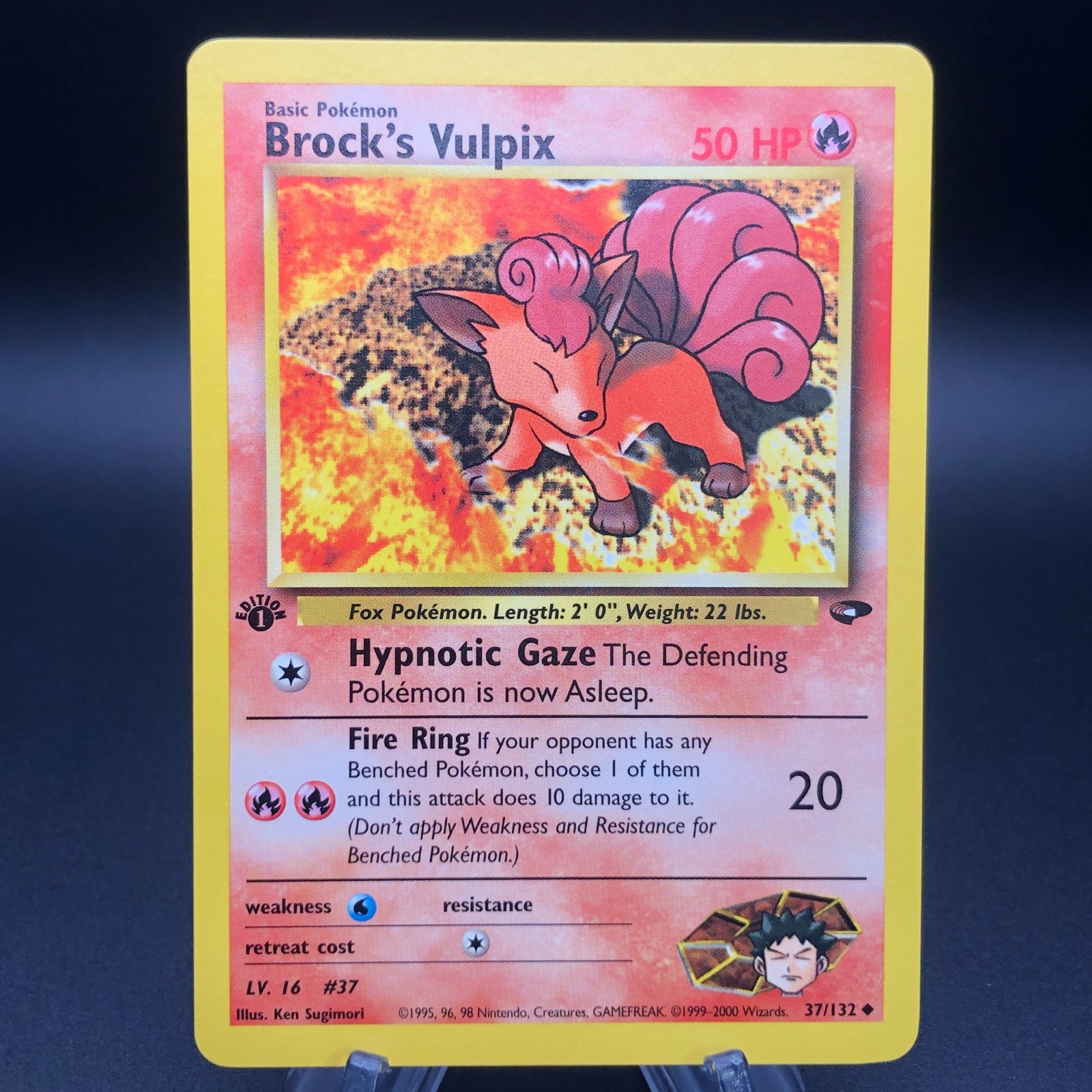 Pokemon Brock\'s Vulpix 37/132 - 1st Edition Gym Challenge NM Vintage 2000 WotC