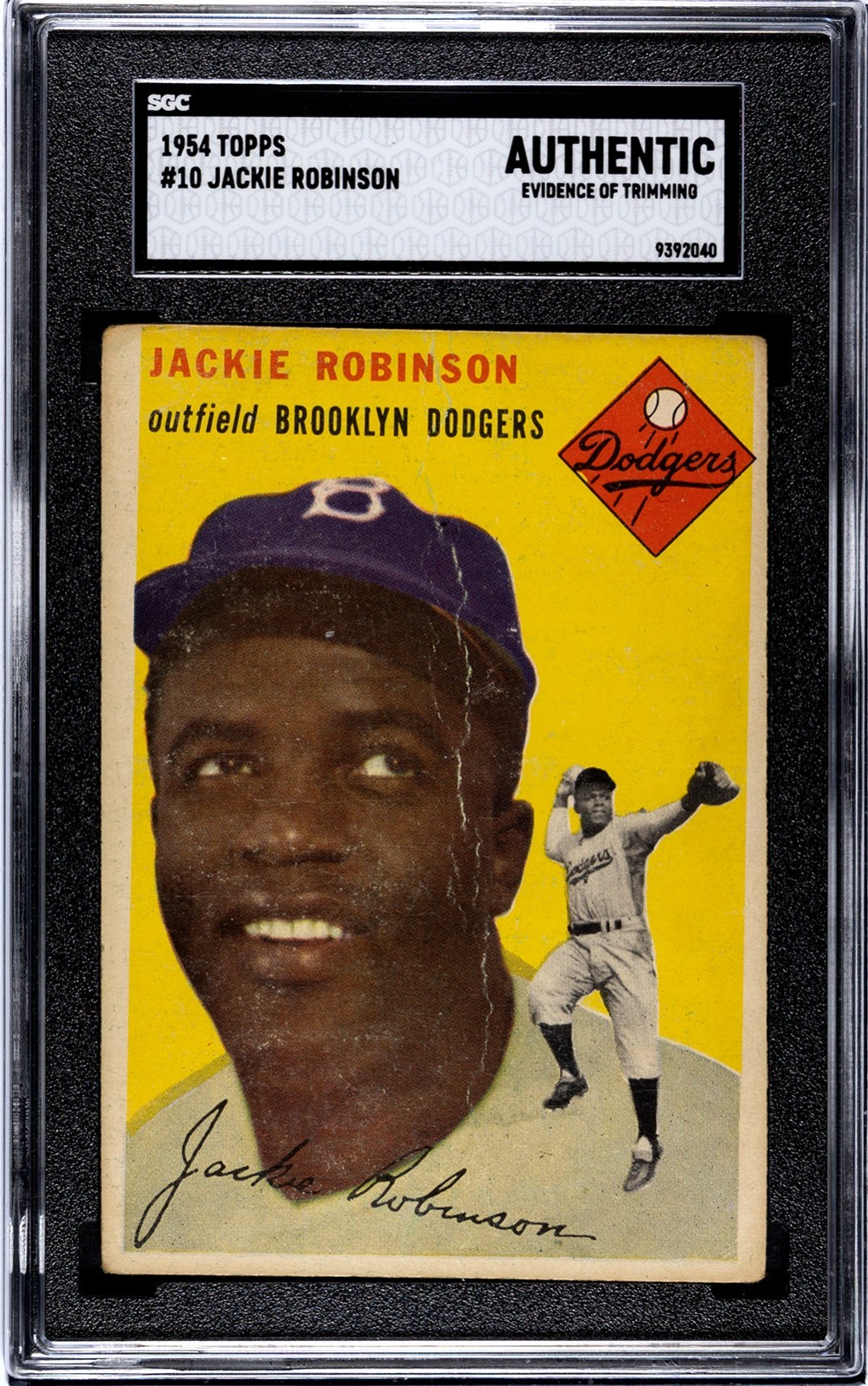 1954 TOPPS JACKIE ROBINSON  #10  SGC AUTHENTIC (EVIDENCE OF TRIMMING)