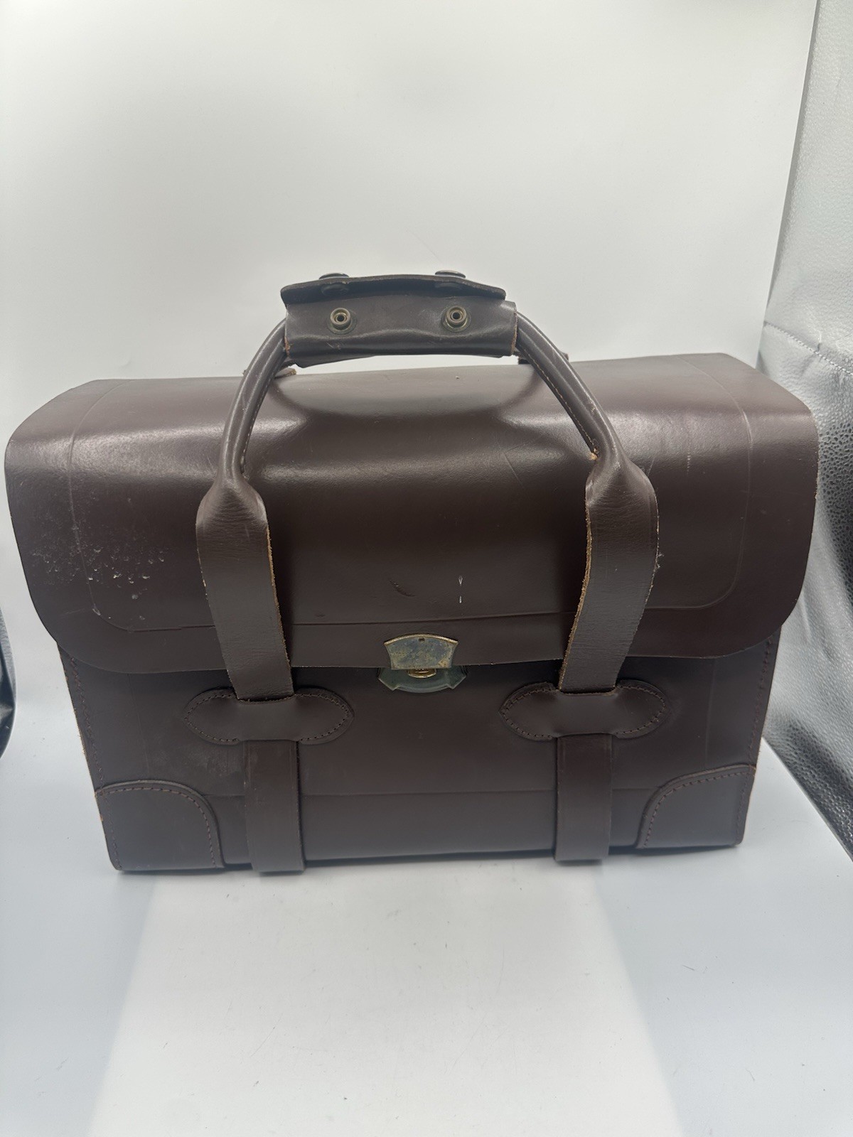 Vintage Cold War US Military Leather Briefcase US Property 1970s Vintage Cold War US Military Leather Briefcase US Property 1970s
