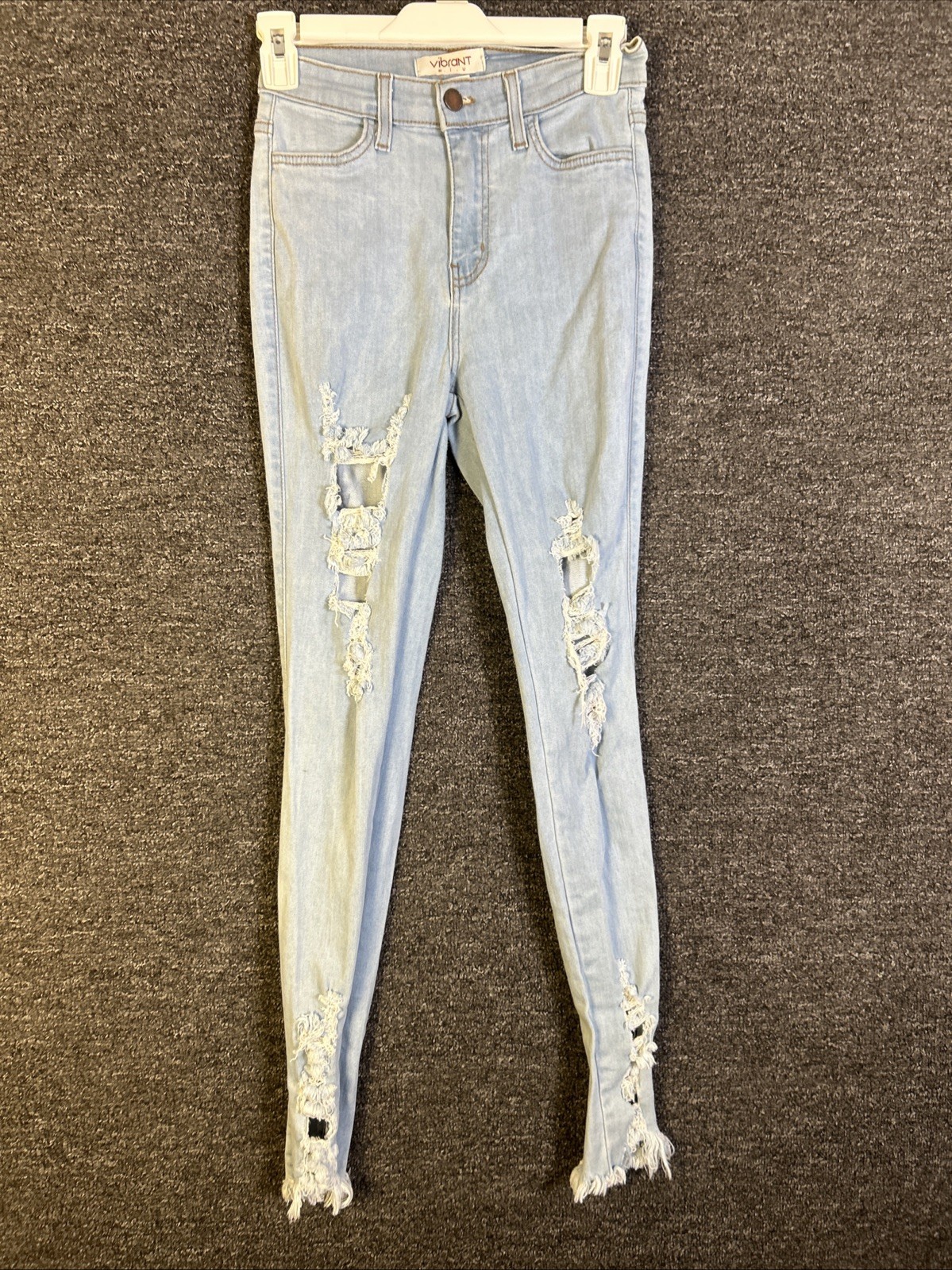Vibrant Woman’s Size 9 Light Blue Ripped Skinny Jeans