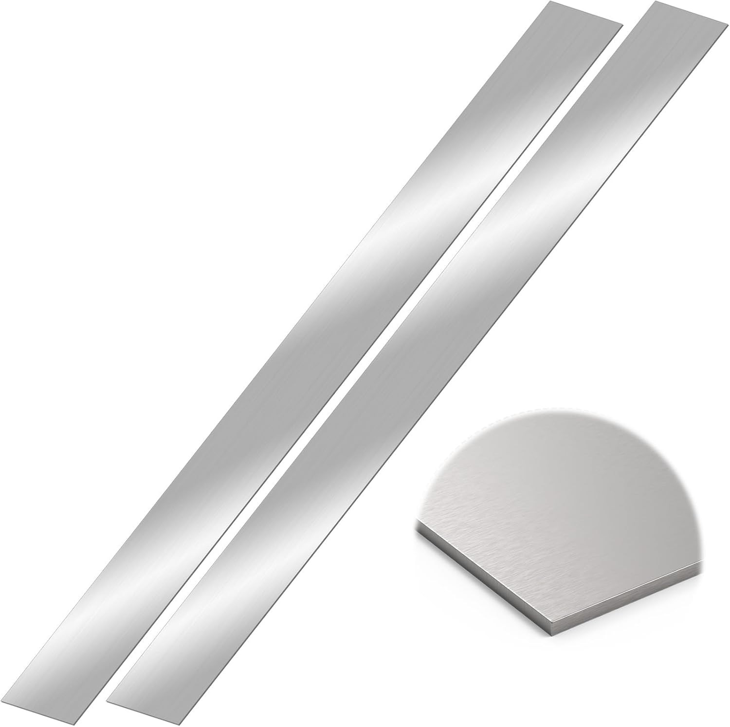 2 Pcs 304 Stainless Steel Sheet Metal Gap Filler Trim Strip ，Brushed Metal