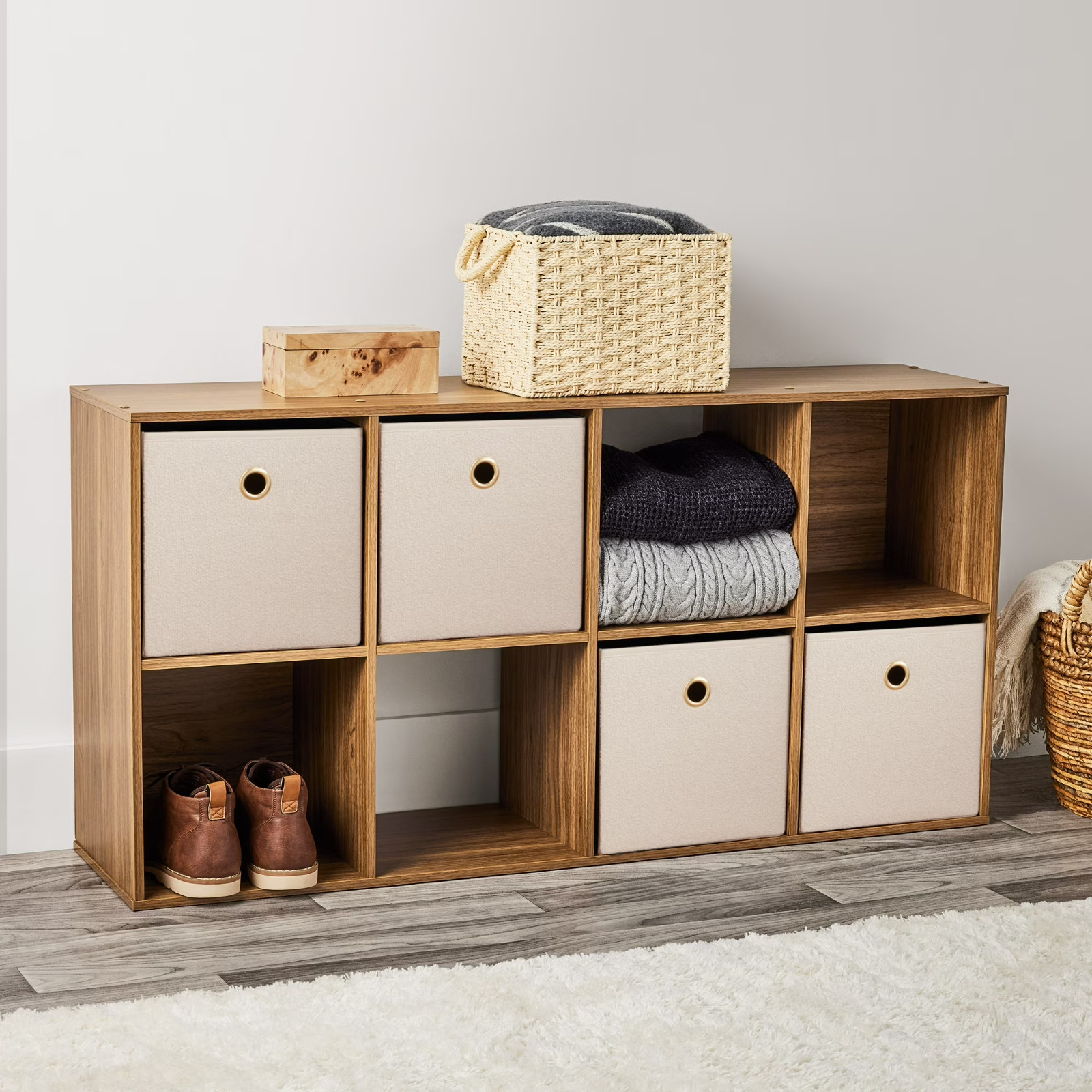 Mainstays 8 Cube Storage Organizer, Warm Walnut Mainstays 8 Cube Storage Organizer, Warm Walnut